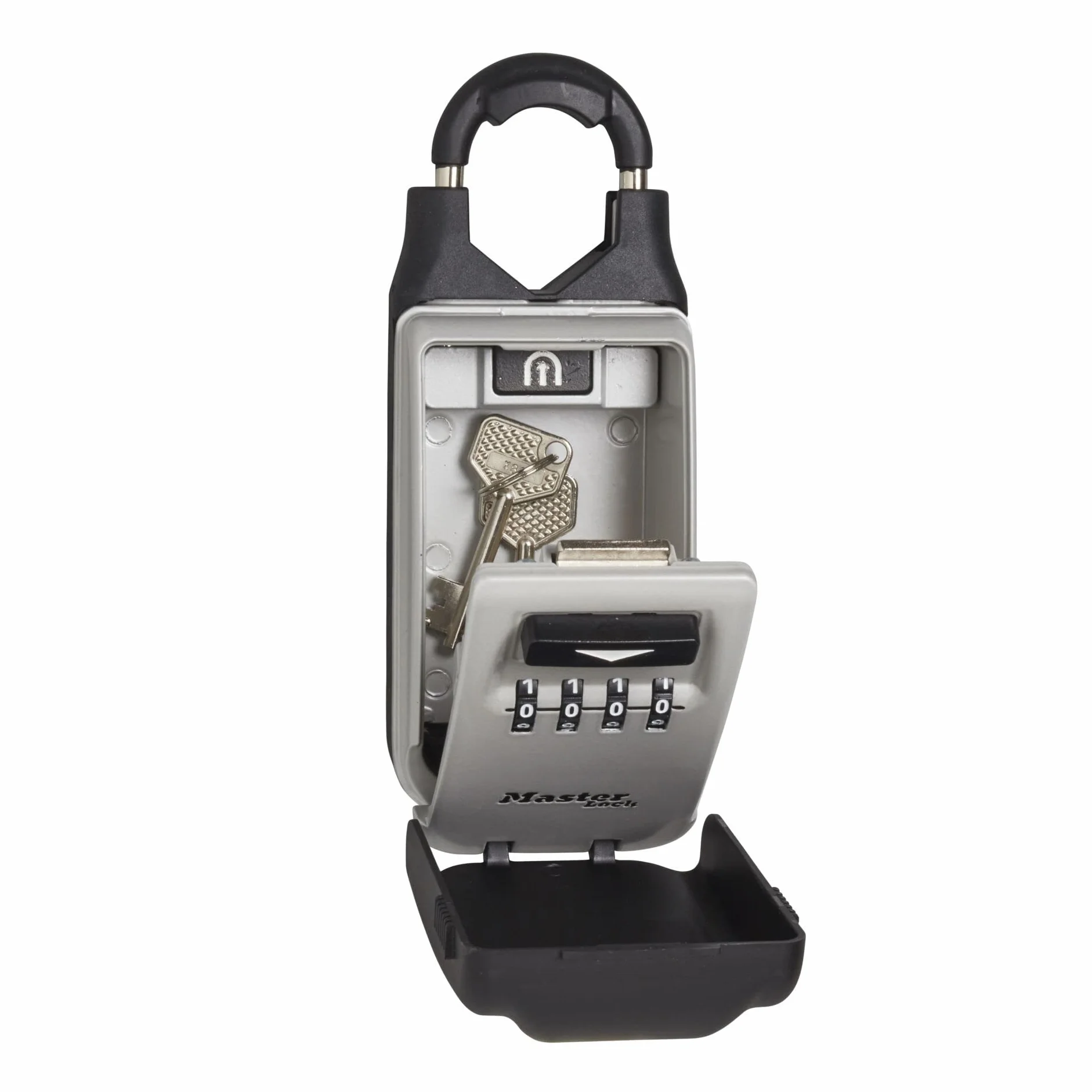 Master Lock Sejf na klucze [kombinacja] [regulowany pałąk] [odporny na warunki atmosferyczne] 5420EURD – skrzynka na klucze Select Access, czarny i szary