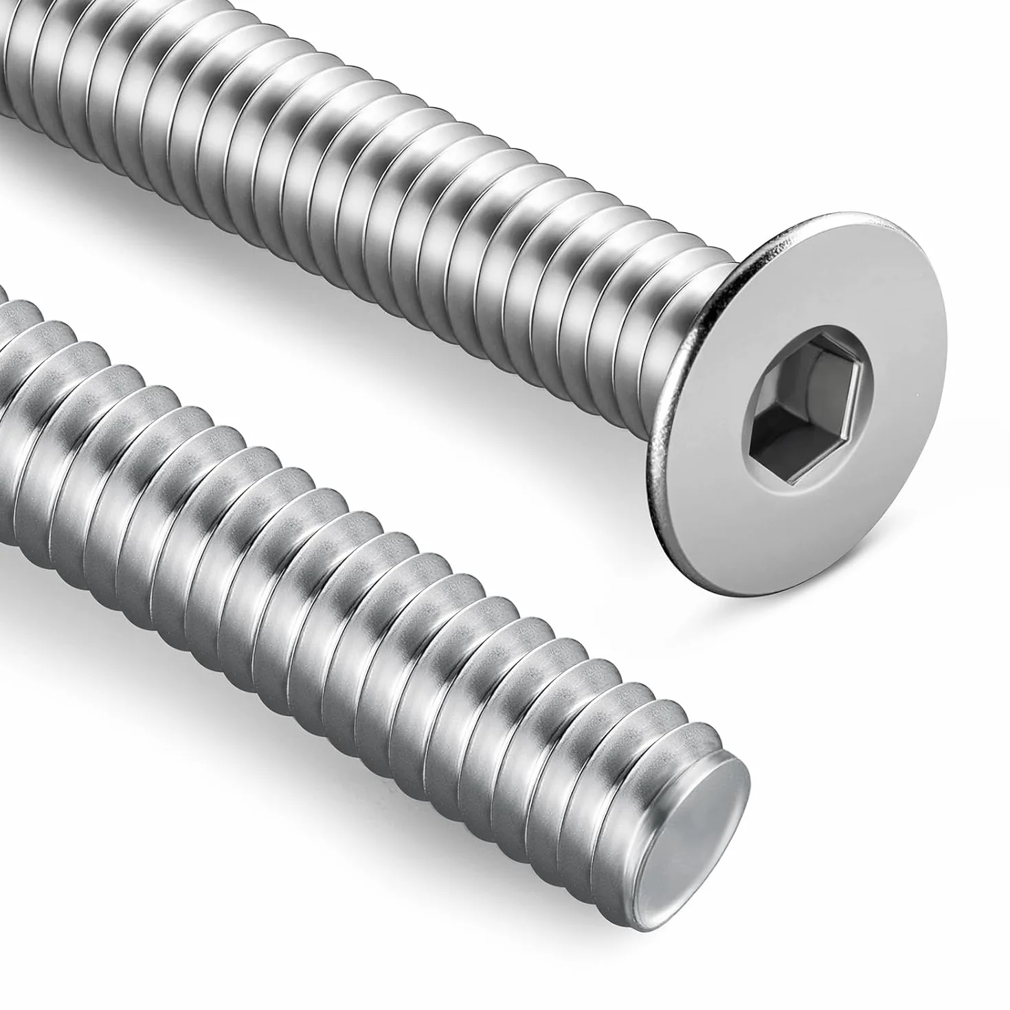 10 sztuk śrub z łbem stożkowym M6 x 50 mm z gniazdem sześciokątnym wewnętrznym, stal nierdzewna A2 V2A, pełny gwint z kluczami sześciokątnymi wewnętrznymi