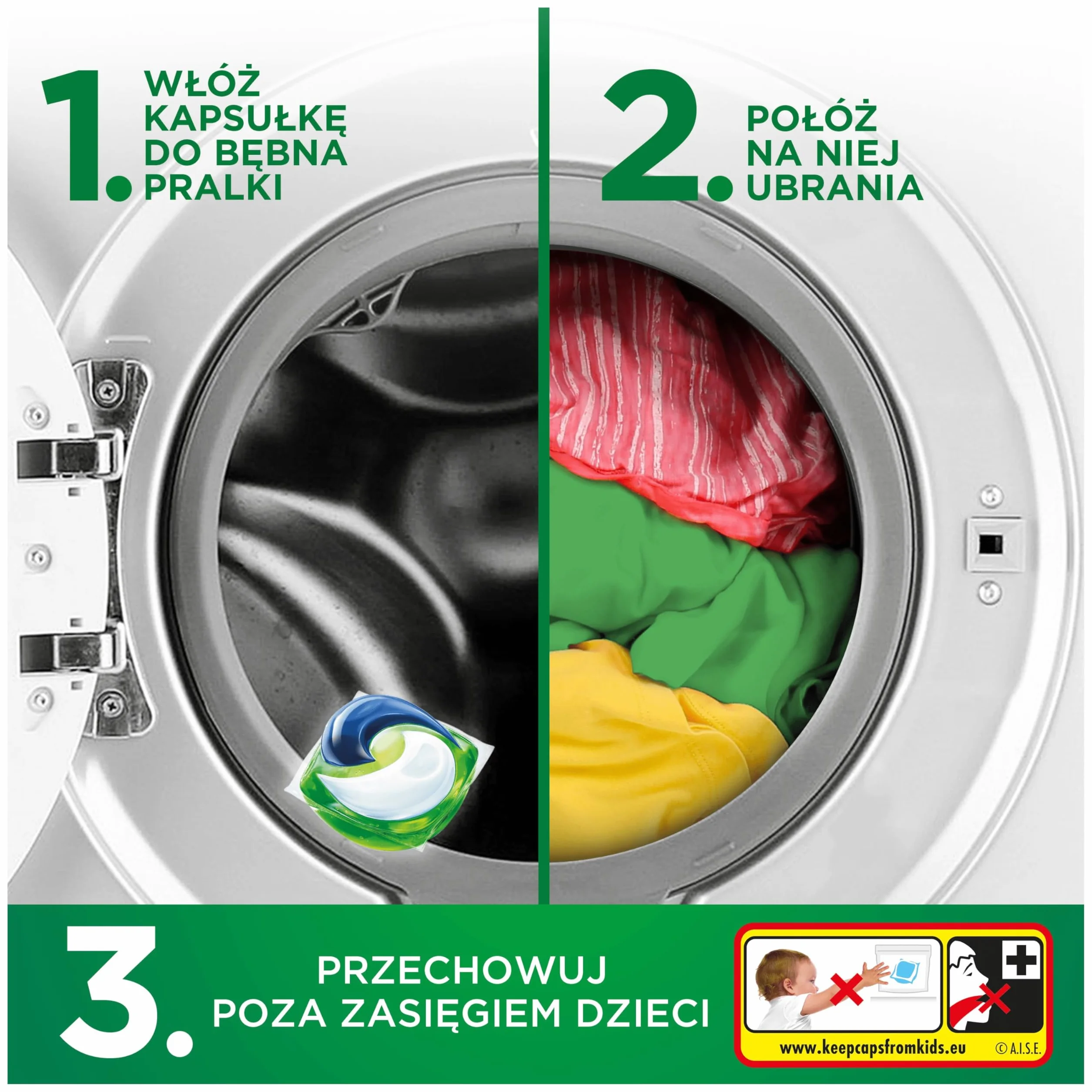Ariel Allin1 PODS Kapsułki Kapsułki do prania ze środkiem piorącym w płynie, 50 prań, Usuwają zabrudzenia oraz nieprzyjemne zapachy w temperaturze 30°C i szybko rozpuszczają się nawet w zimnej wodzie