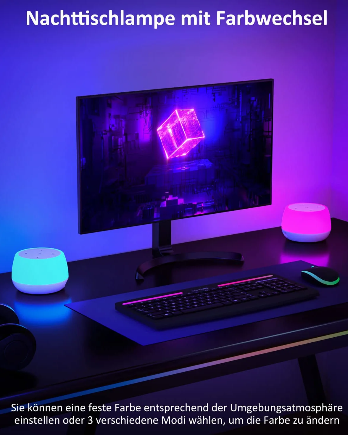 Lampka nocna LED z funkcją ładowania USB-C 20 W Fast Charger, dotykowa, ściemniana, trybem zmiany kolorów RGB i timerem, lampka stołowa z funkcją ładowania do pokoju dziecięcego, sypialni i salonu