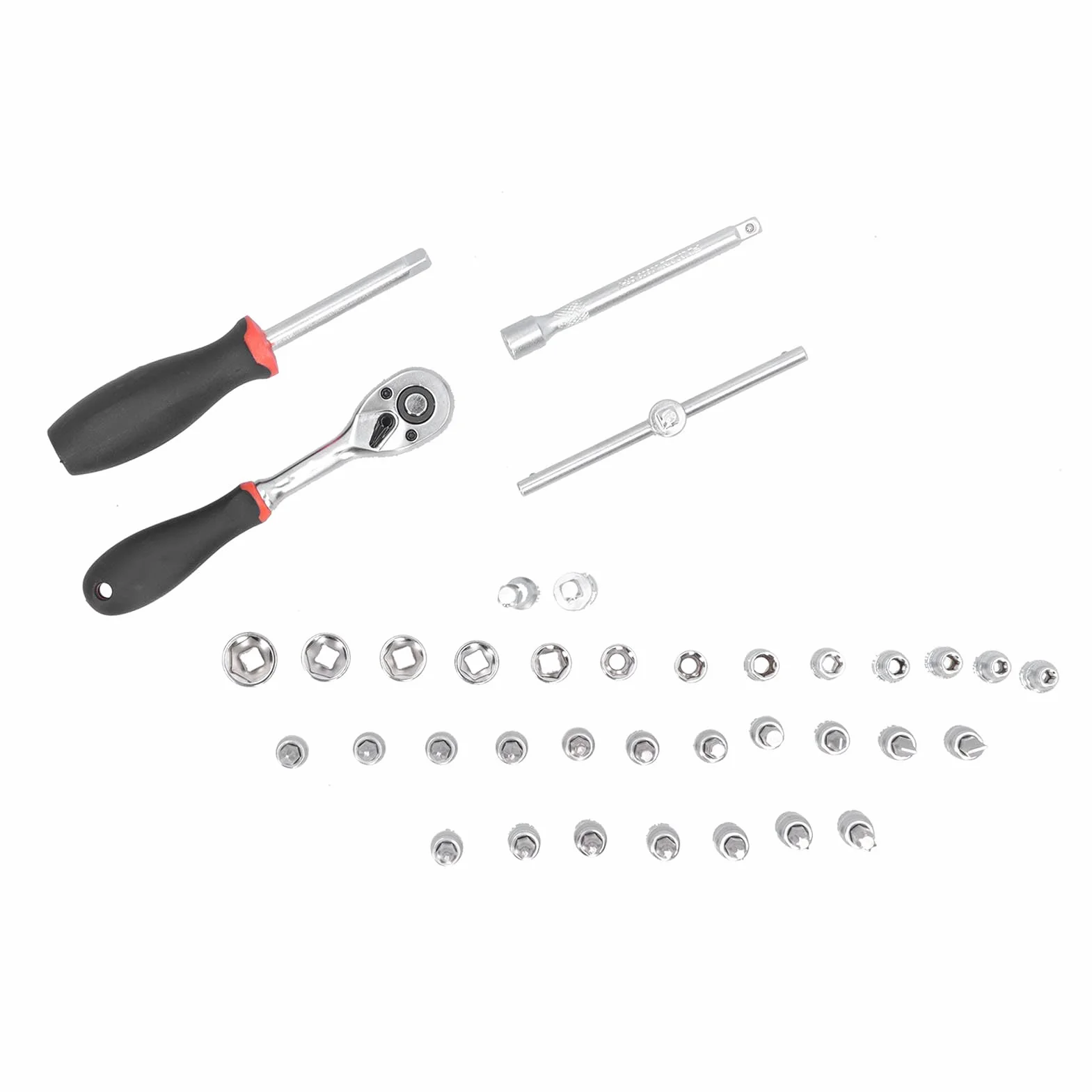 Ausla Zestaw Kluczy Nasadowych FIXMAN 37 szt. 1 4-calowy Klucz Grzechotkowy ze Stali CR V z Nasadkami od 4 do 14 Mm Przegub 360 Stopni i Uchwyt TPR do Naprawy Konserwacyjnej Silnika Samochodowego