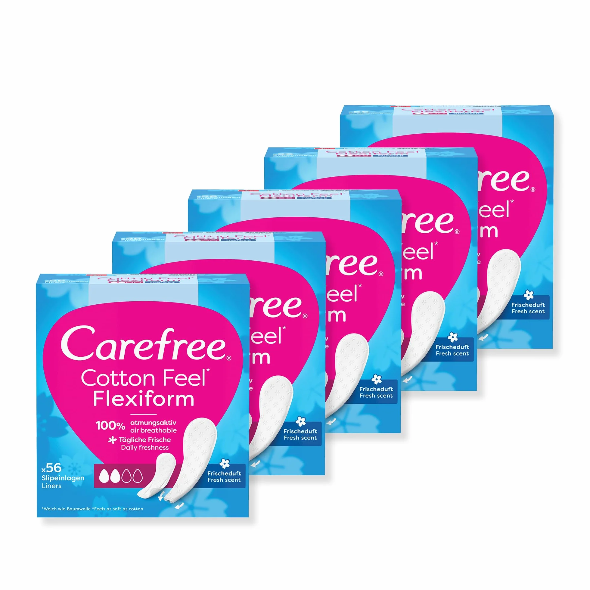 Carefree Cotton Flexi Form Fresh Zestaw 56 szt. Wkładki higieniczne