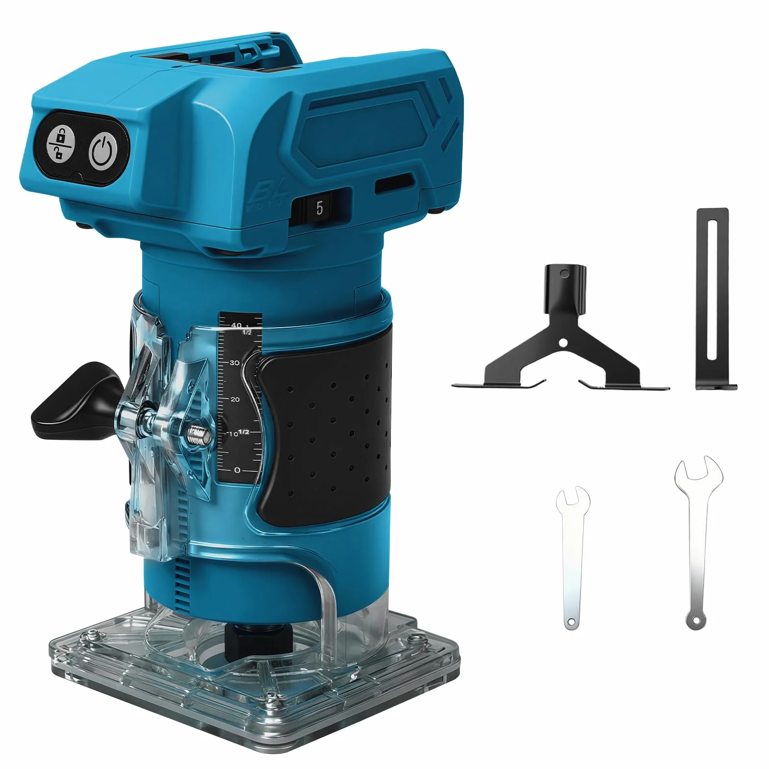 Akumulatorowa frezarka górnowrzecionowa kompatybilna z akumulatorem Makita 18 V, 800 W, bezszczotkowa frezarka krawędziowa, zestaw 5 prędkości, tuleja zaciskowa 6,35 mm, 30 000 obr./min akumulatorowa