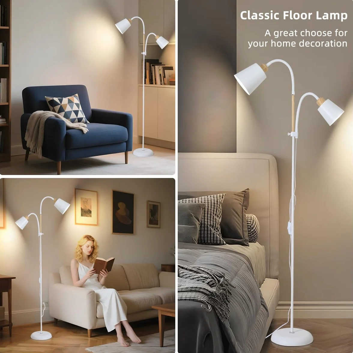 Lampa podłogowa YOYO z lampką do czytania | Gniazdo E27 maks. 60 W (Biały)