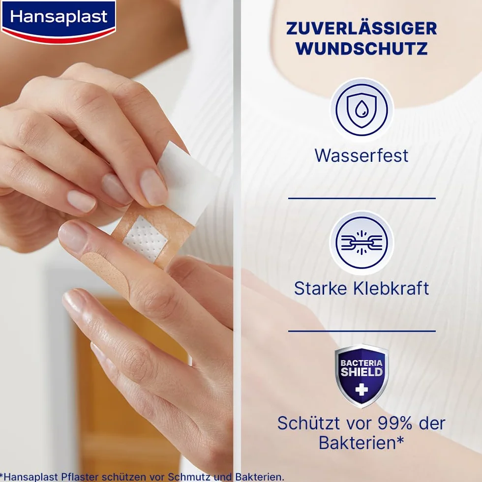 Hansaplast Uniwersalne plastry 40 pasków, wodoodporne, bakteriobójcze