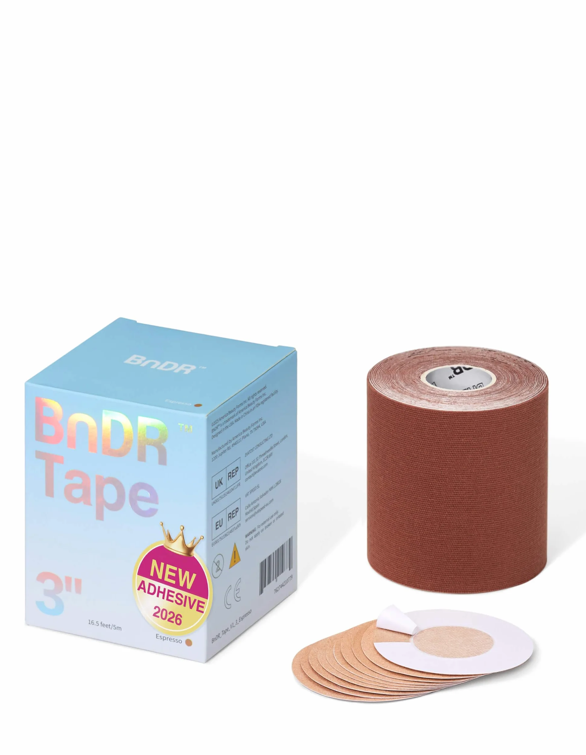 Taśma transpłciowa 3", All New TransTape, FTM do wiązania klatki piersiowej, tucking, ekstra szerokie, 40 m (espresso)