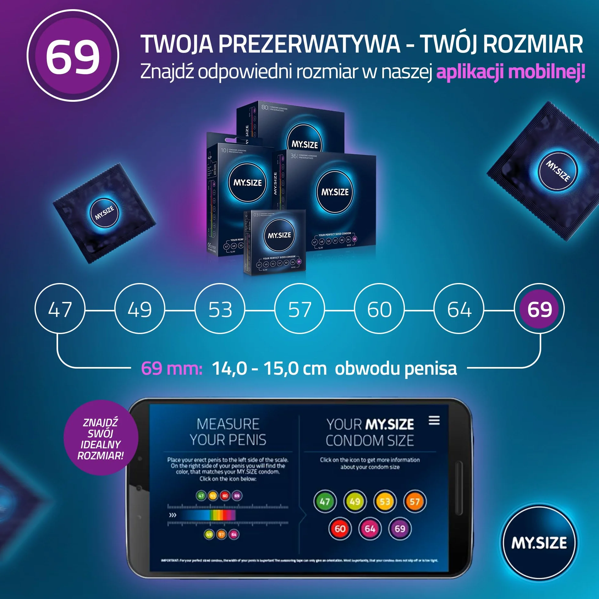 Prezerwatywy My.Size rozmiar 4, 69 mm, mega opakowanie, zawartość 80 sztuk