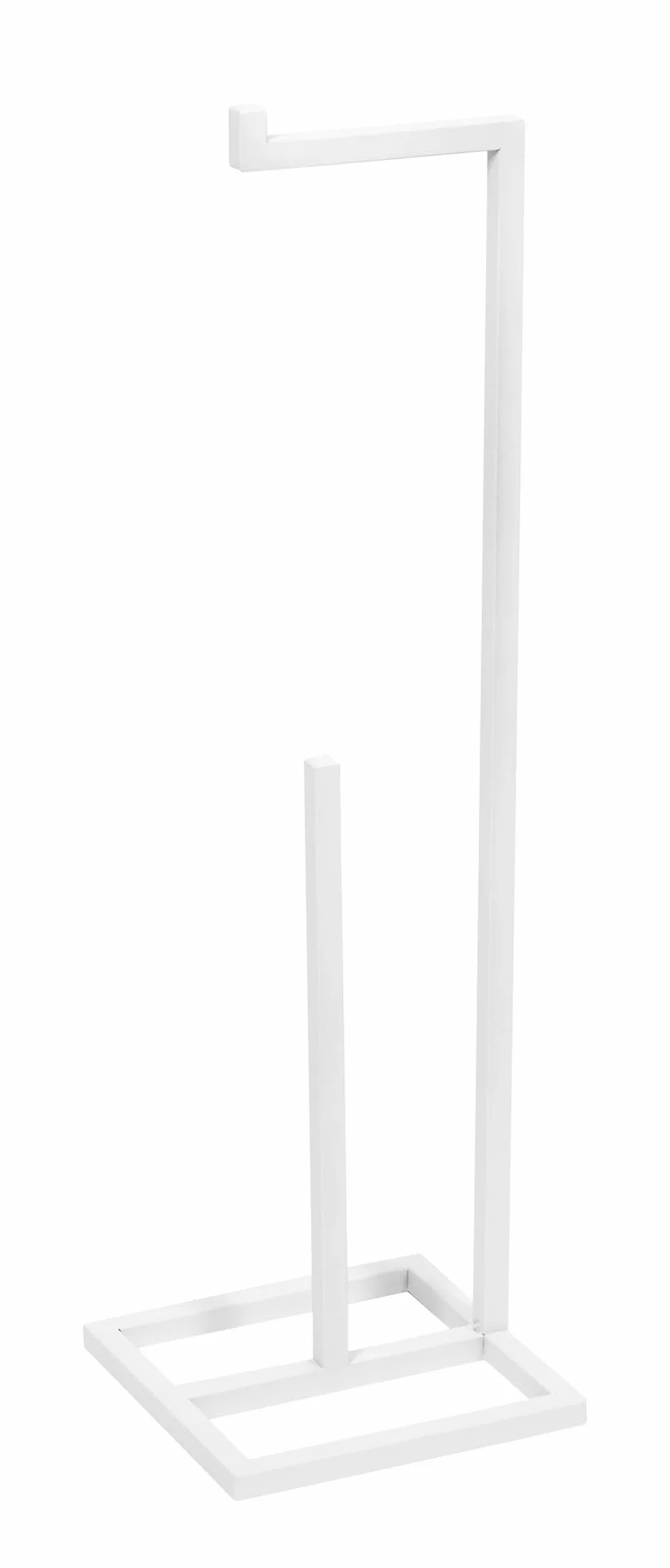 Wolnostojący Uchwyt na Papier Toaletowy - Stojak na Papier Toaletowy bez Wiercenia z Opcją Przechowywania - Metal Malowany Proszkowo - 23x23x69cm - SONO Biały