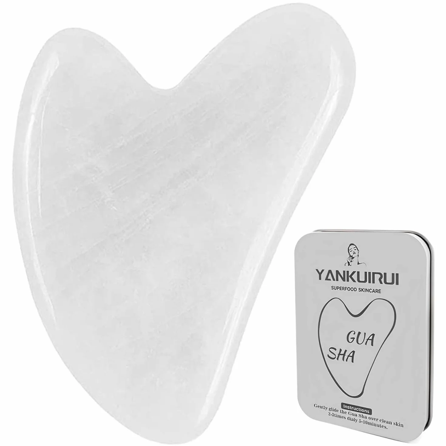 Jadeitowe kamienie Gua Sha do twarzy, masaż, metalowa gua sha do ciała, szyi i oczu, prezent do pielęgnacji skóry dla kobiet (białe)