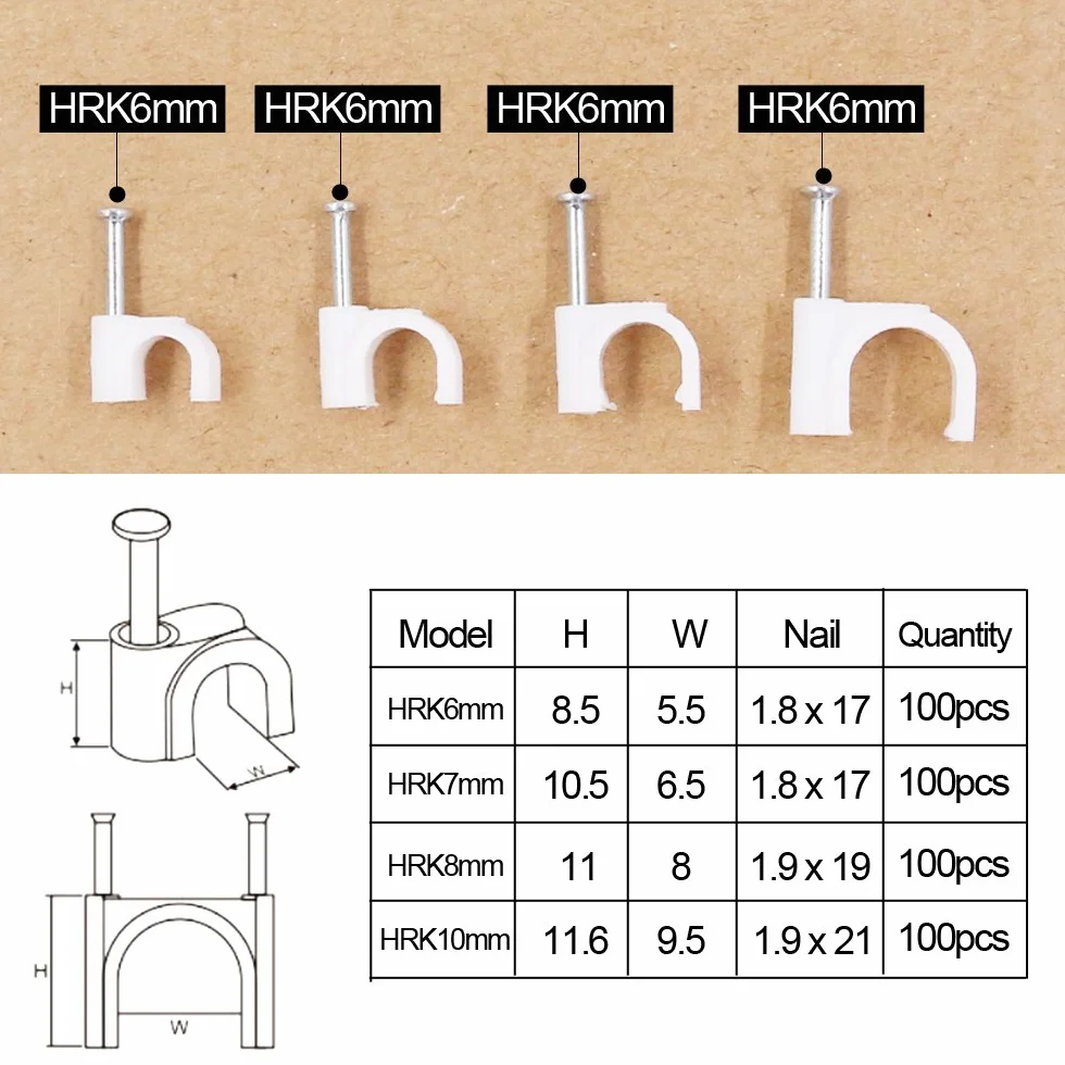Swpeet 400 szt. wiele modeli wysokiej jakości plastikowe klipsy do kabli zestaw, białe plastikowe klipsy do kabli zarządzanie kablami RG6 RG59 CAT5 CAT6 RJ45 - 4 rozmiary 6 / 7 / 8 / 10 mm