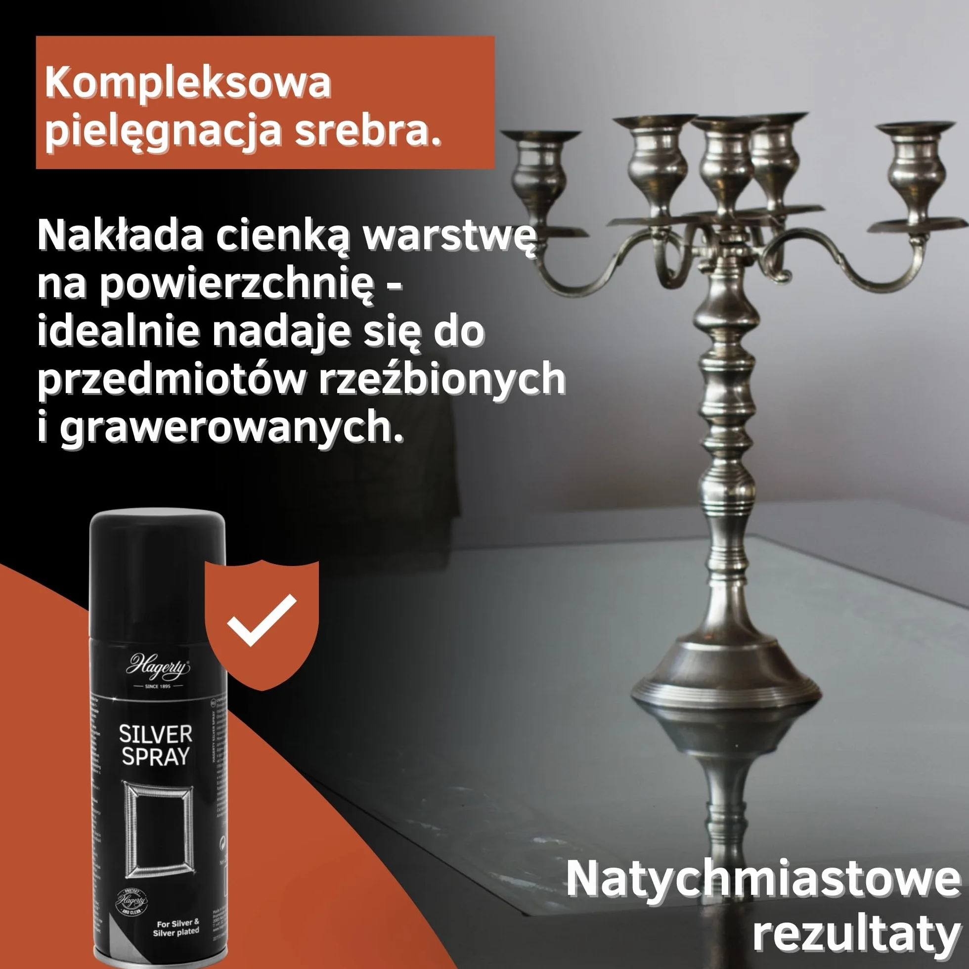 Hagerty Silver Spray Środek do czyszczenia srebra z ochroną przed nalotem 200ml I Skuteczny spray czyszczący do przedmiotów ze srebra posrebrzanego metalu I Natychmiastowy połysk dla srebra