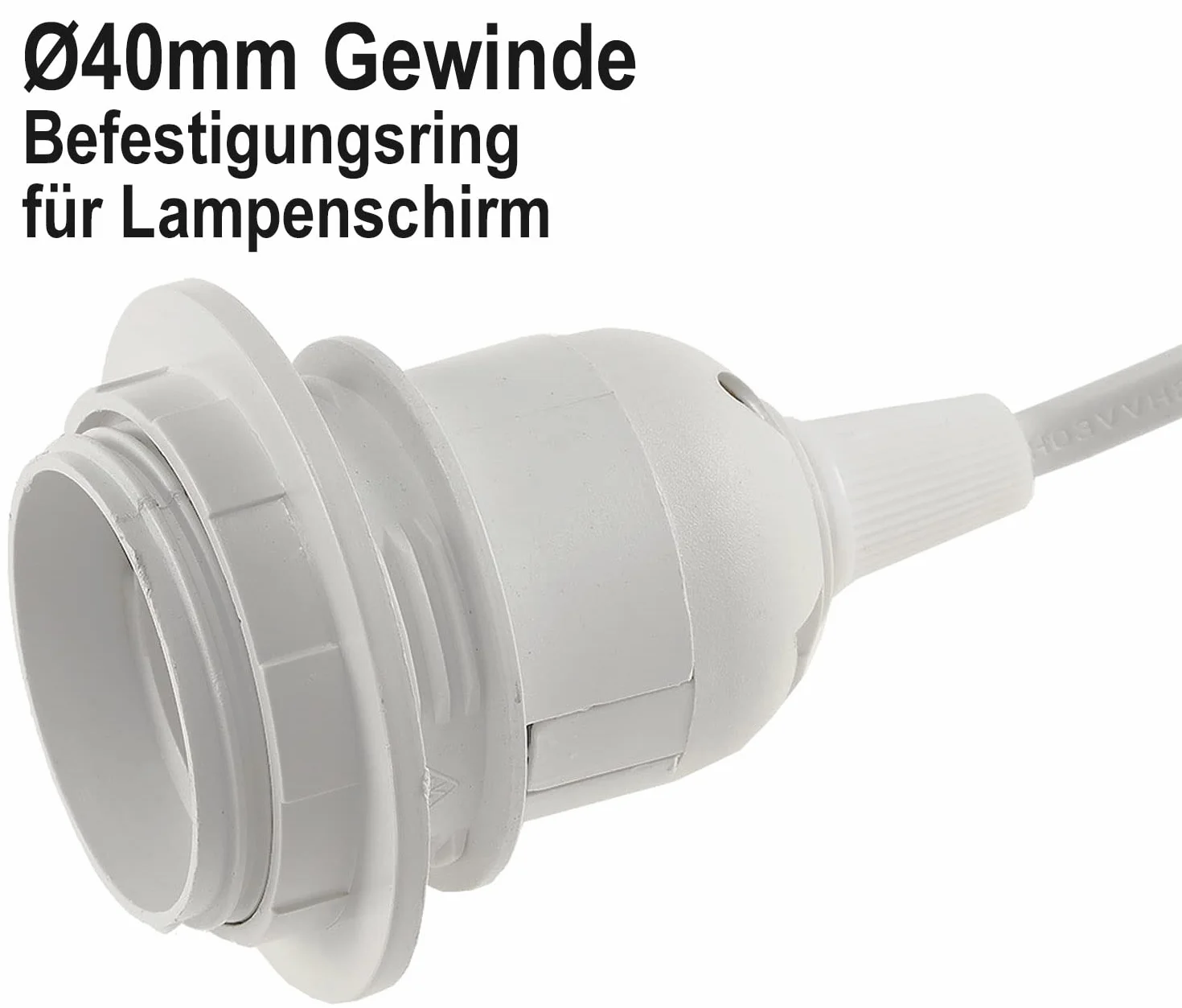 ChiliTec Oprawa lampy E27, kabel 3,4 m, z przełącznikiem, przełącznik sznurkowy, pierścień montażowy do lamp stojących i wiszących, abażuru, papieru, gwiazd, lamp, biała