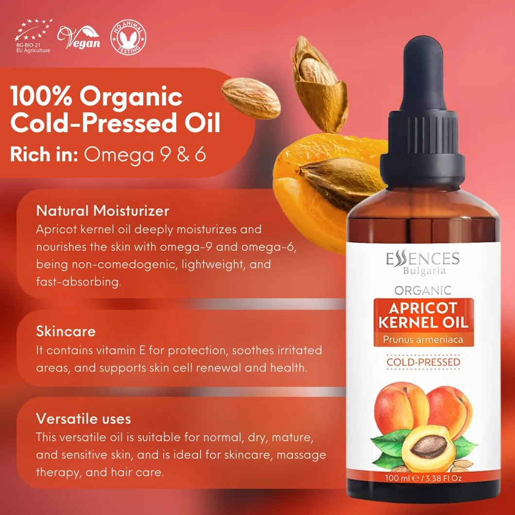 Essences Bułgaria Organiczny Olejek z Pestek Moreli 100 ml Naturalny Tłoczony na Zimno Jakość Terapeutyczna