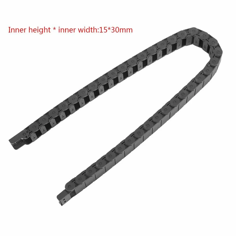 Drag Chain Schwarzes Nylon, 1 m langes Kabel Drahtträger Drag Chain Graviermaschine Zubehör mit hoher Elastizität und Abriebfestigkeit 15 mm x 30 mm