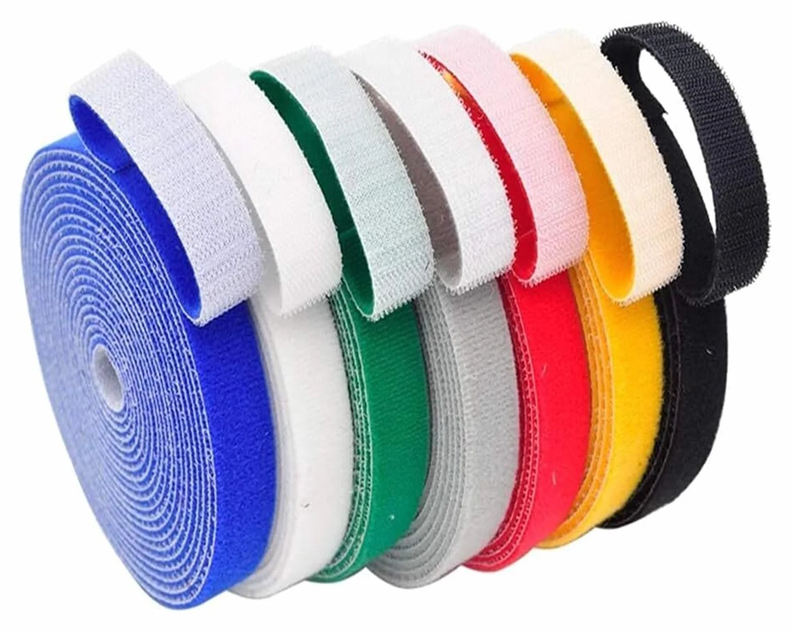 Opaski zaciskowe do mocowania opasek zaciskowych - 5 metrów do zarządzania kablami, wielokrotnego użytku, paski na rzepy Tidy Wrap, wielokolorowe (7 szt.), 2 cm