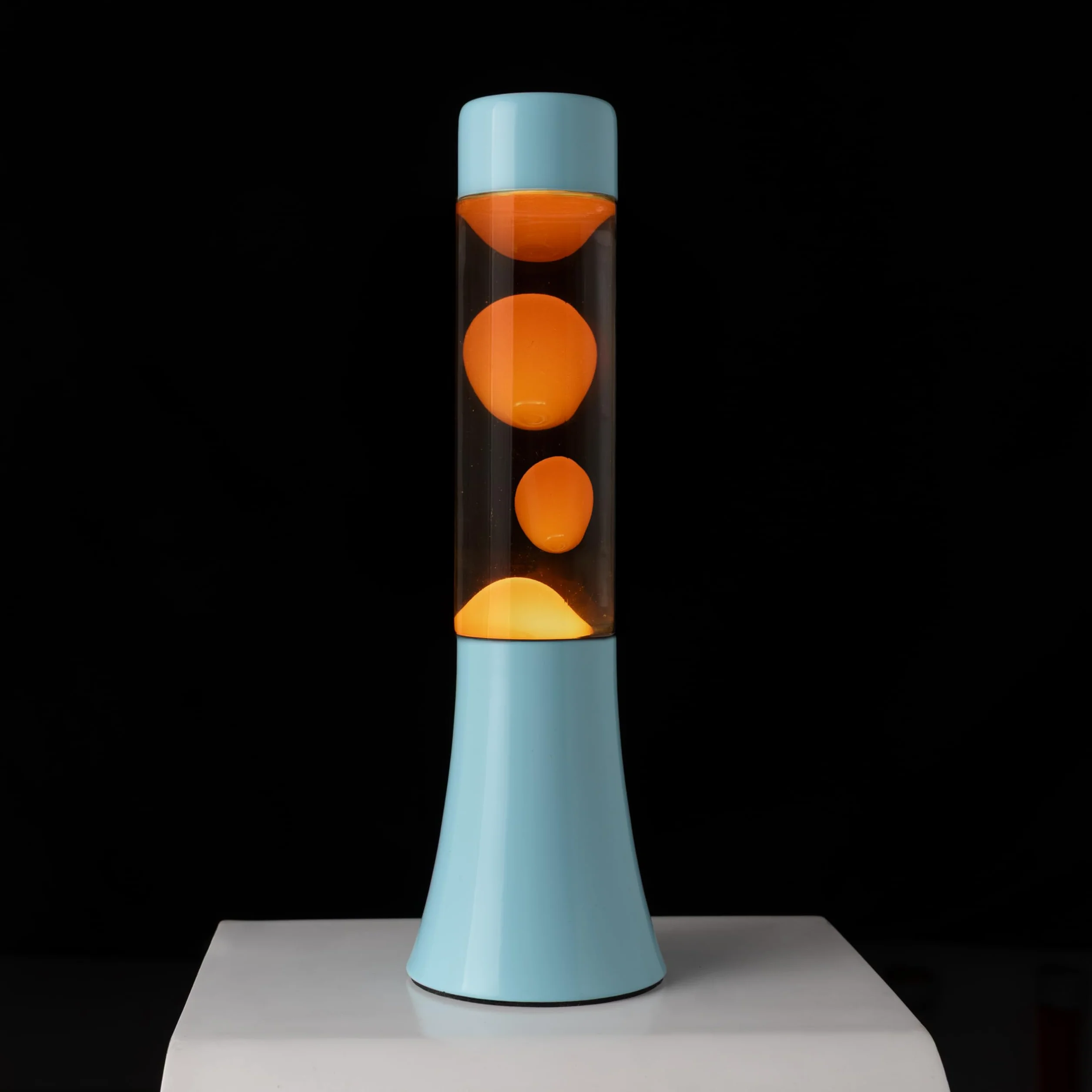 Fisura Lampa lawa zielona 30 cm retro dekoracyjna niebieska podstawa pomarańczowy płyn