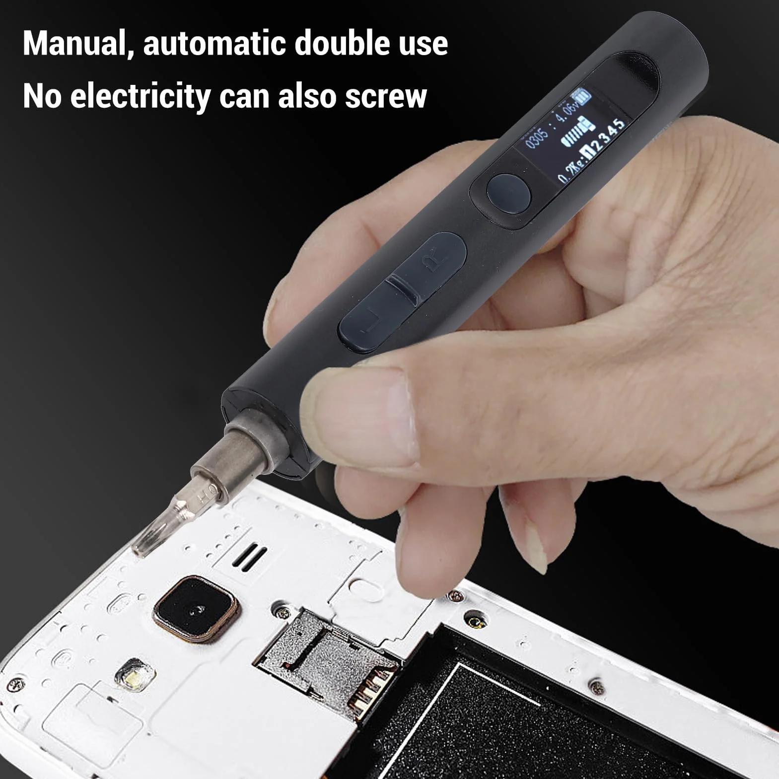 Elektryczny Mini Śrubokręt 32 w 1, Światło 3 Tryby, Metalowy do Naprawy Telefonu