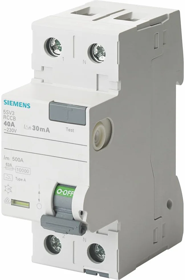 Siemens sentron – Wyłącznik różnicowy typu f 25 A 1 + N 30 MA 230 V 2 Moduły