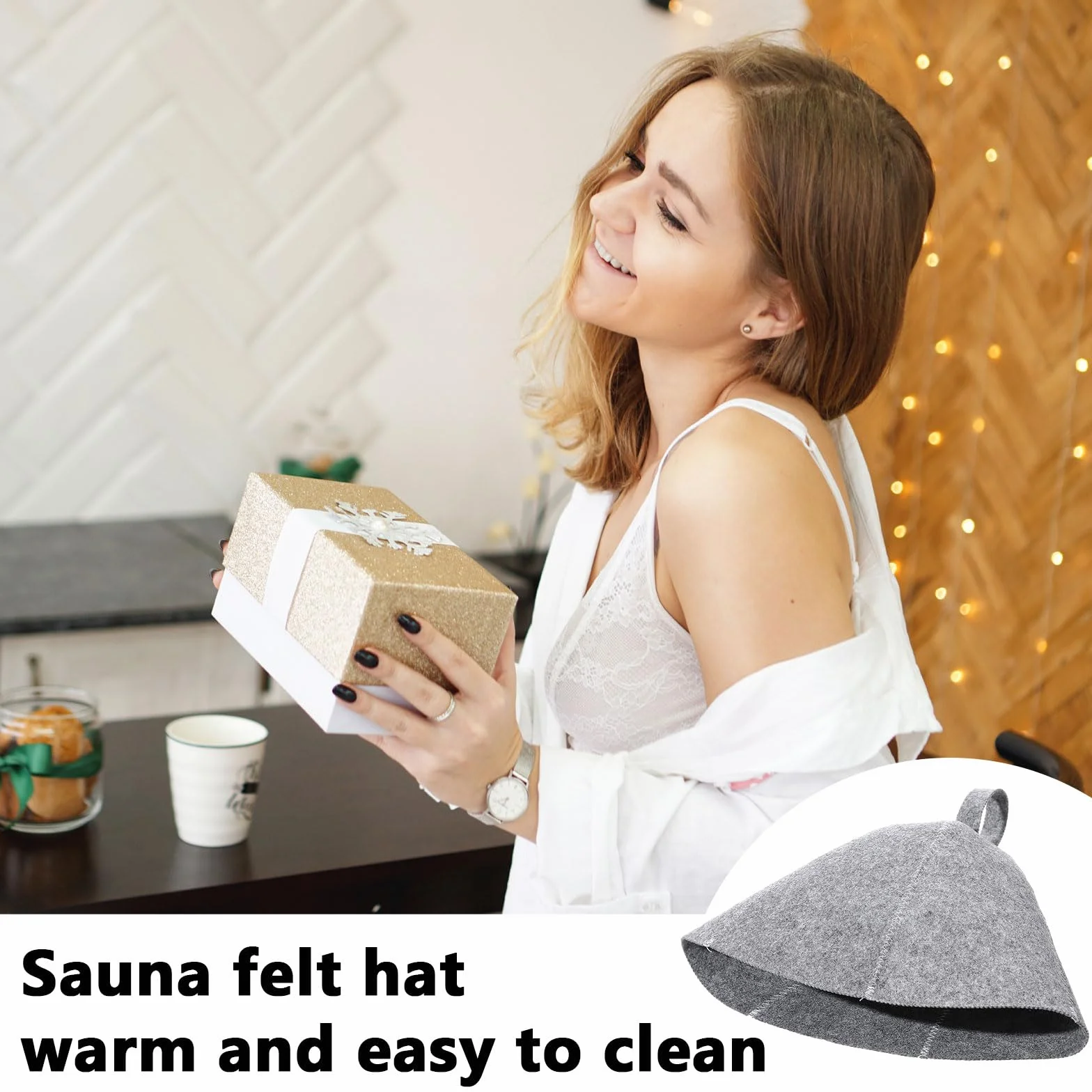 3 sztuki akcesoriów do sauny, filcowa czapka do sauny, akcesoria do sauny, czepek prysznicowy, odpowiedni dla mężczyzn i kobiet, łatwy do zawieszenia, oddychający, do domu, hotelu, sauny
