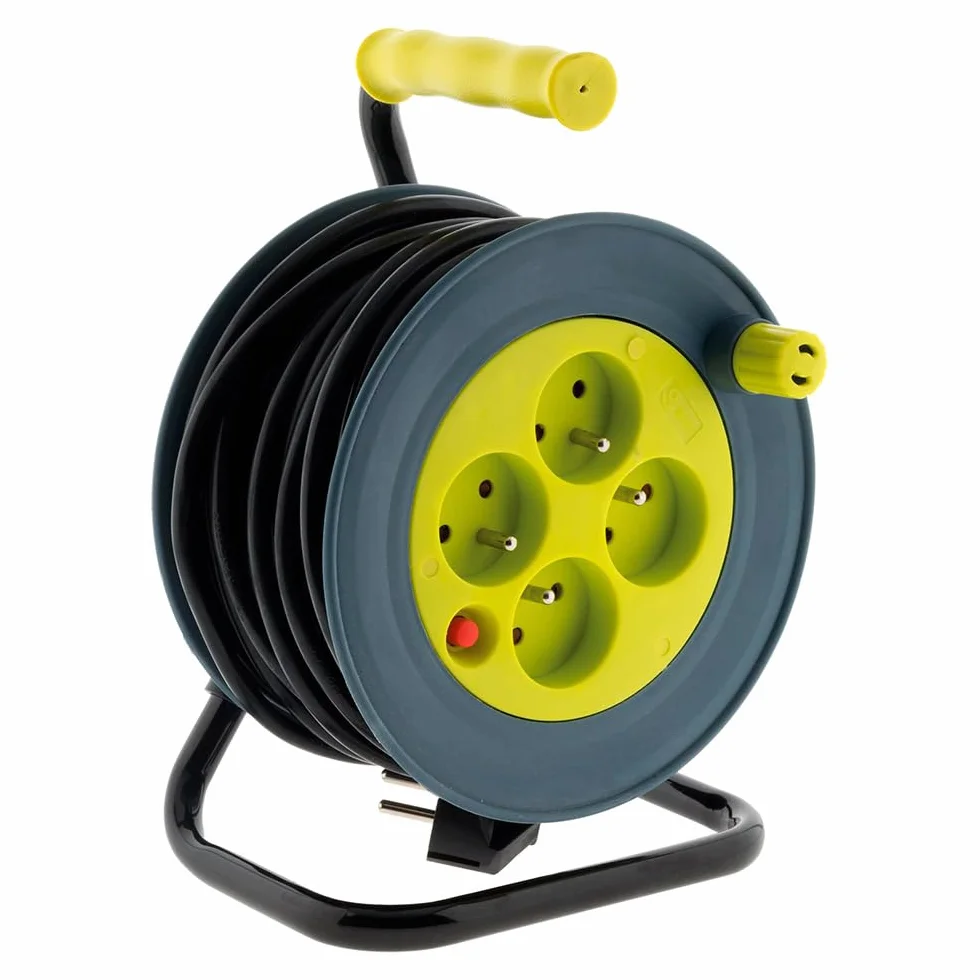Zenitech - Bęben kablowy z 4 gniazdami wtykowymi – 15 m (3G1 mm²), czarny