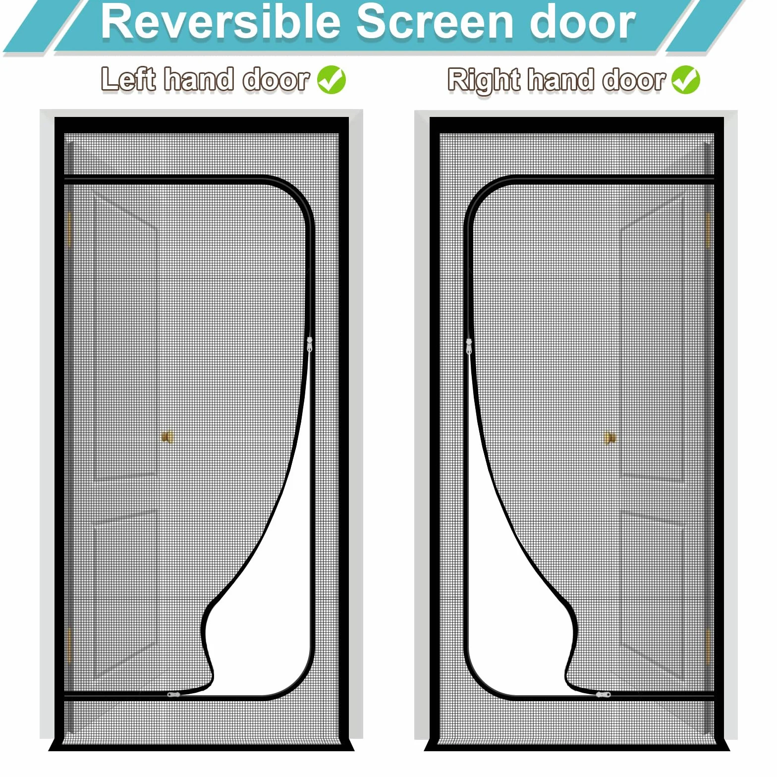MAGICDOOR Moskitiera na drzwi z zamkiem błyskawicznym 105 x 245 cm czarna odporna na zarysowania