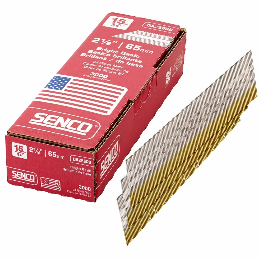 Senco DA25EPB 15 Gauge na 5,7 cm długości jasne podstawowe wykończenie paznokci (3000 w pudełku)