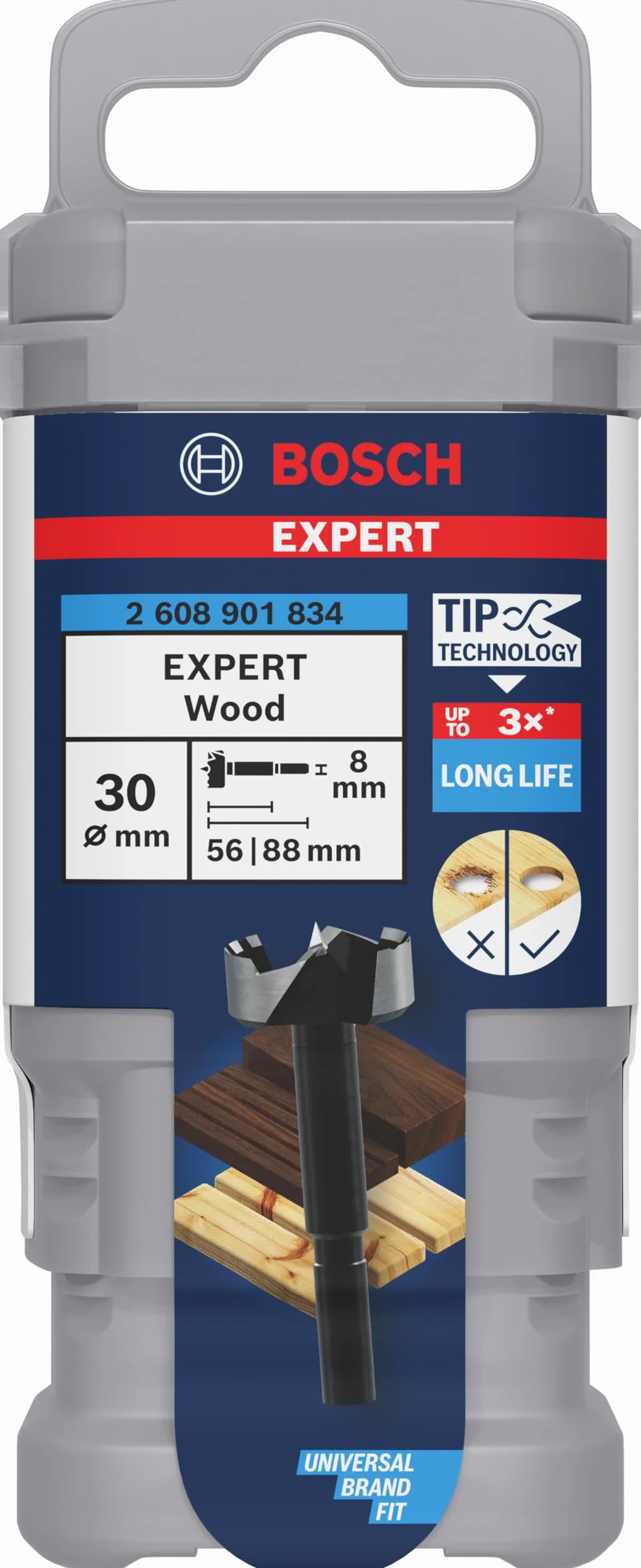 Bosch 1x Wiertło Forstner EXPERT Wood (do Miękkie drewno, Twarde drewno, Ø 30,00 mm, Professional Akcesoria Wiertarki)