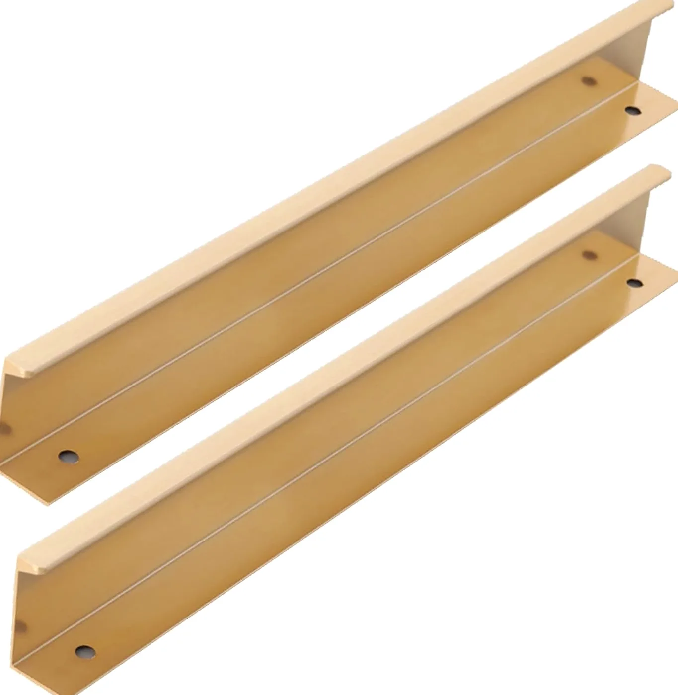 Ukryte uchwyty do szafek, uchwyt ze stopu aluminium Uchwyty szuflad z uchwytem na palec Gałki meblowe Szczotkowane złoto 2 sztuki(Hole distance 320mm)