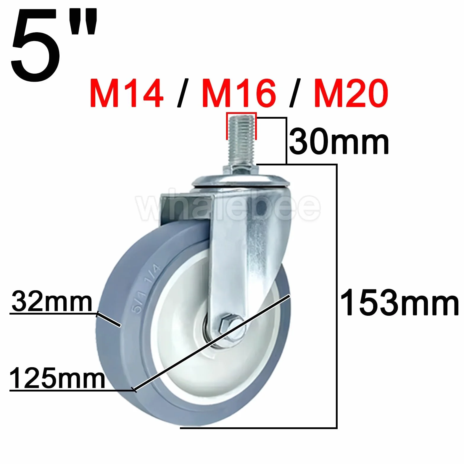 Zestaw 4 kółek skrętnych z hamulcami - kółka gwintowane 7,6 cm, 10,2 cm i 12,7 cm do mebli i wózków - solidne i ciche kółka dla płynnej mobilności