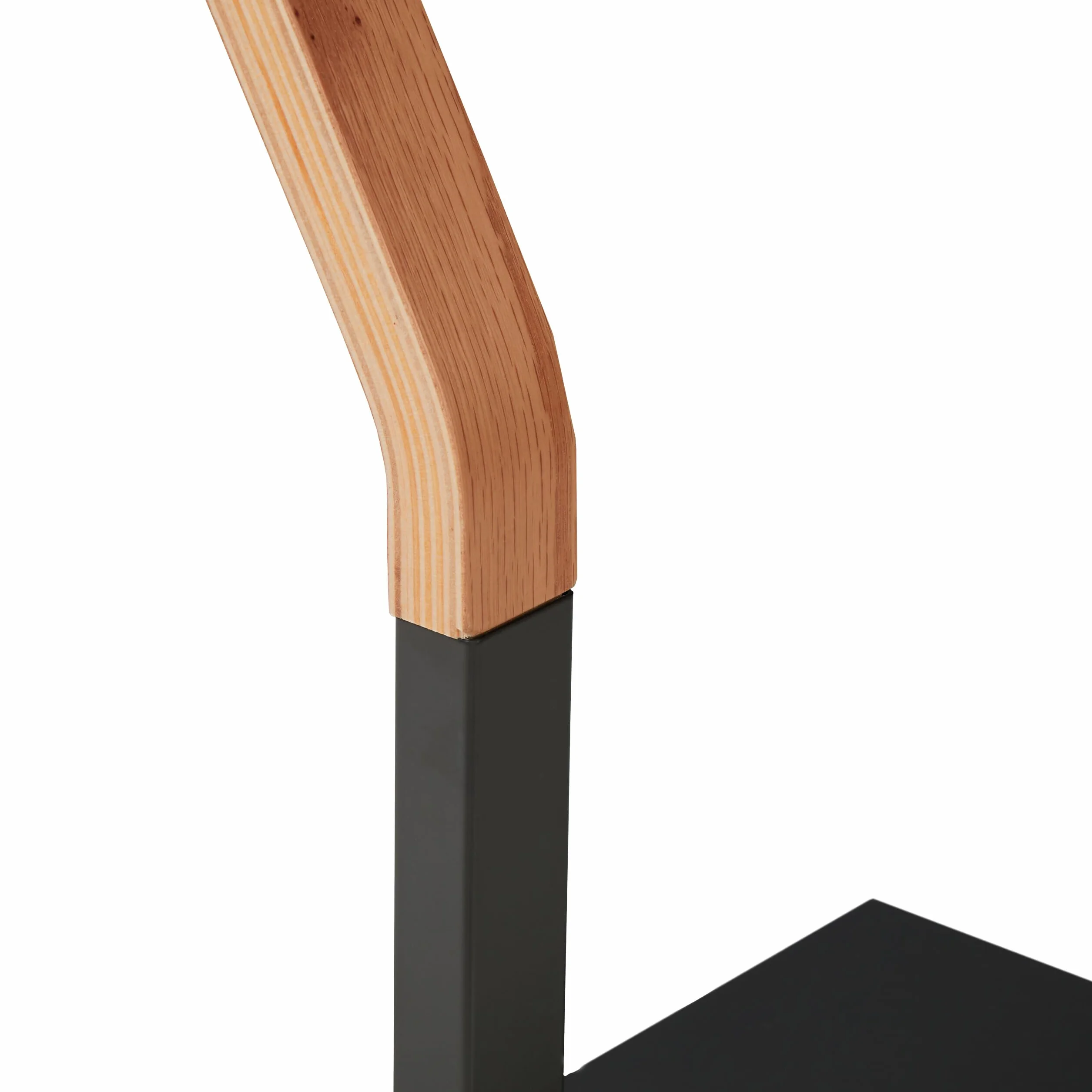 Relaxdays Wieszak na ręczniki wygięty design, 2 metalowe drążki, wys. x szer. x gł.: 85 x 43,5 x 20 cm, stojak łazienkowy, stal i MDF, naturalny/szary