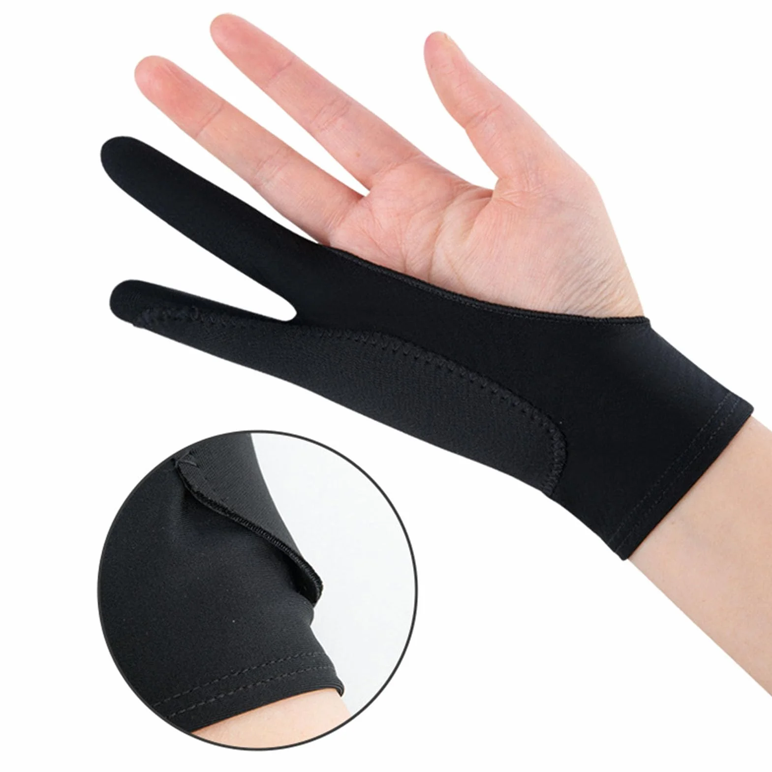 KIMISS Rysowanie Rękawicy do Tabletu, 3 -warstwowa Smudge Two Finger Artist Glove do Sztuki Cyfrowej, Szkicowanie, Kompatybilne z Tabletami i grafiką (M)