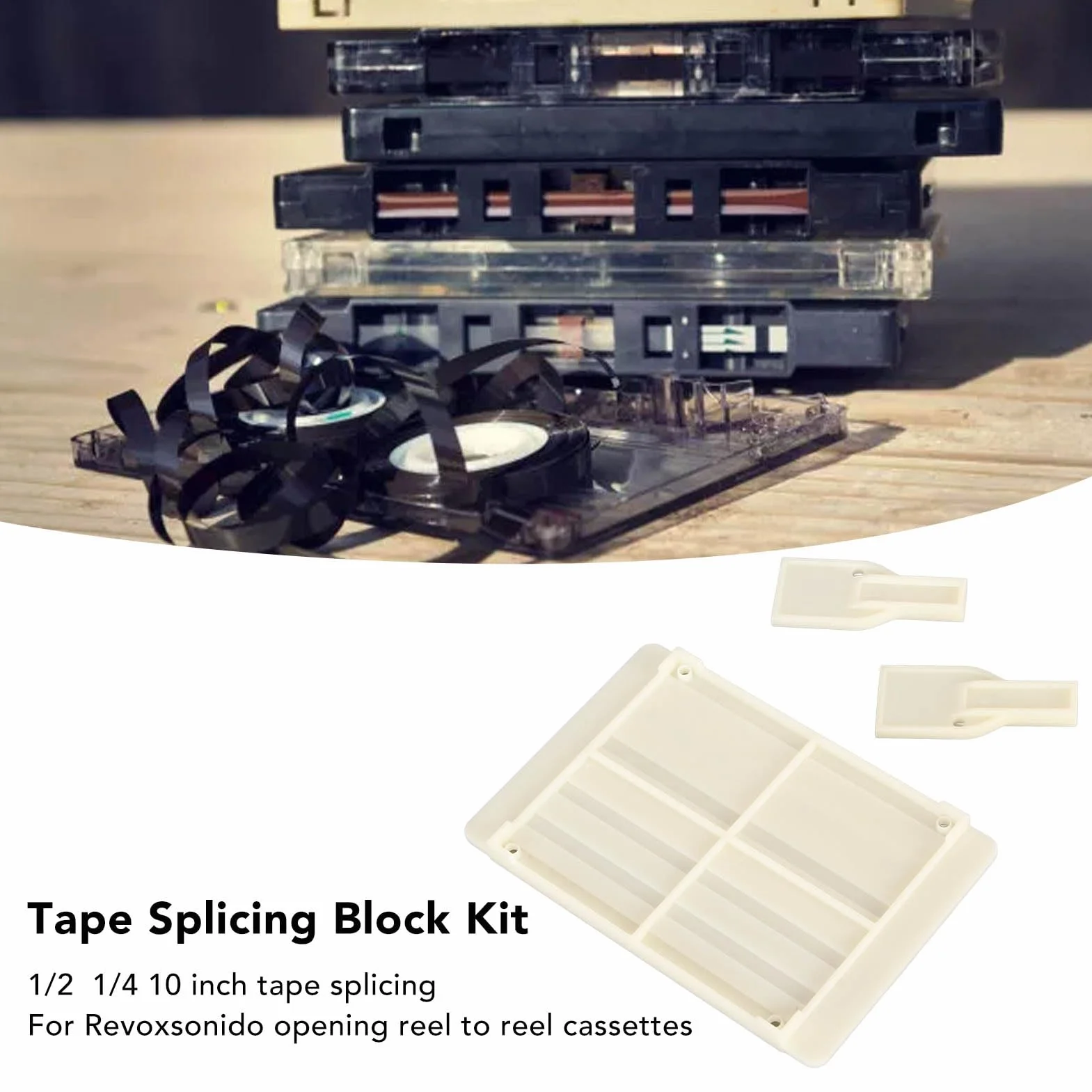 Zestaw do łączenia Taśm 1/4 10 Cal, Taśma do łączenia na Rolce, Zestaw do łączenia Kaset Magnetofonowych ABS z Taśmą do łączenia Taśm do Taśmy Revoxsonido 1/4 1/2 Cala