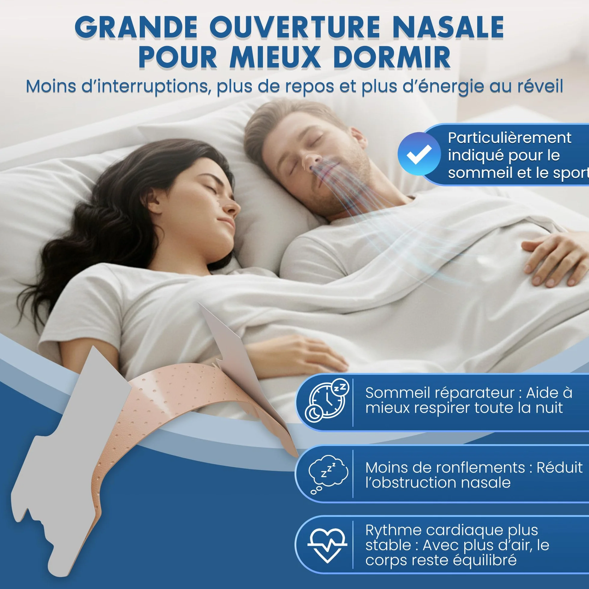 Plastry na Nos Oddychanie Chrapanie - HASLOM - Antysnorowe Plastry Nosowe Kobiety Mężczyźni Maksymalna Przyczepność Taśma na Usta Sen - 60 Rozm. Uniwersalny 2 miesiące