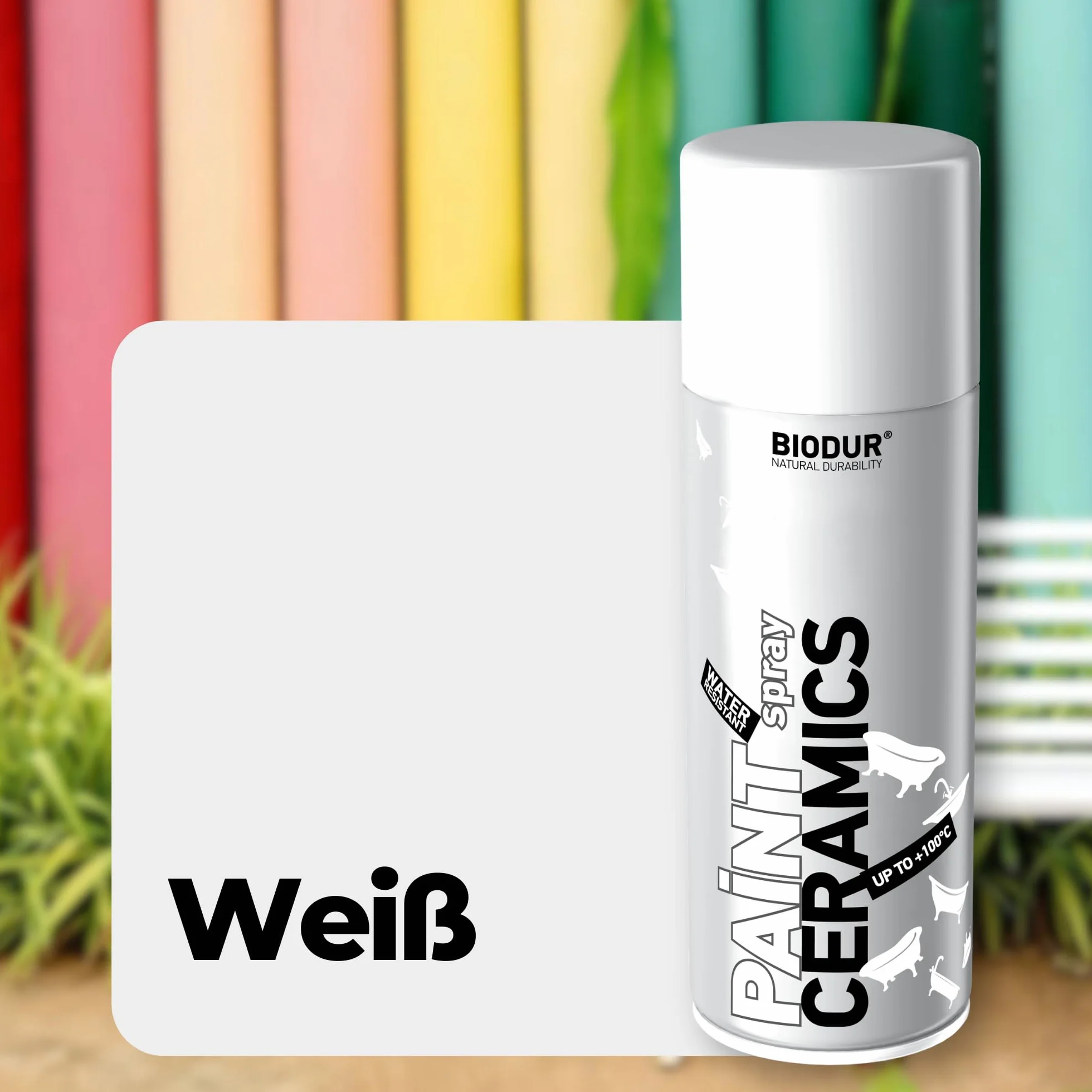 Emalia, lakier ceramiczny w sprayu, błyszczący, 400 ml, lakier akrylowy, wysoko kryjąca farba w sprayu, odporna na promieniowanie UV, puszka sprayu do renowacji, szybkoschnący, do białych