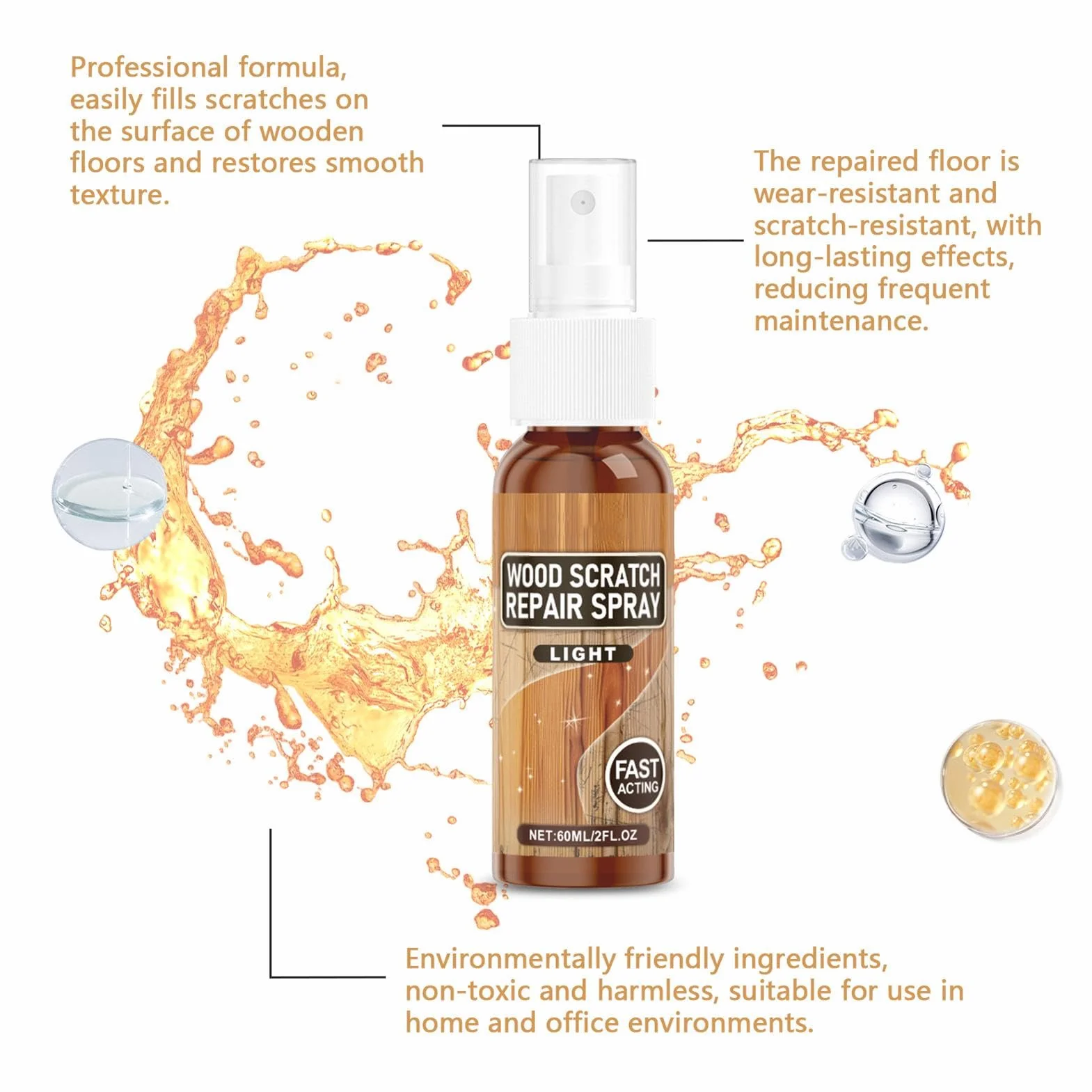 Naprawa zarysowa? pod?óg drewnianych, ?rodek do usuwania zarysowa? pod?óg drewnianych | Spray do usuwania zarysowa? Instant Fix | Zestaw do naprawy mebli w sprayu do usuwania zadrapa? Pod?ogi drewnian