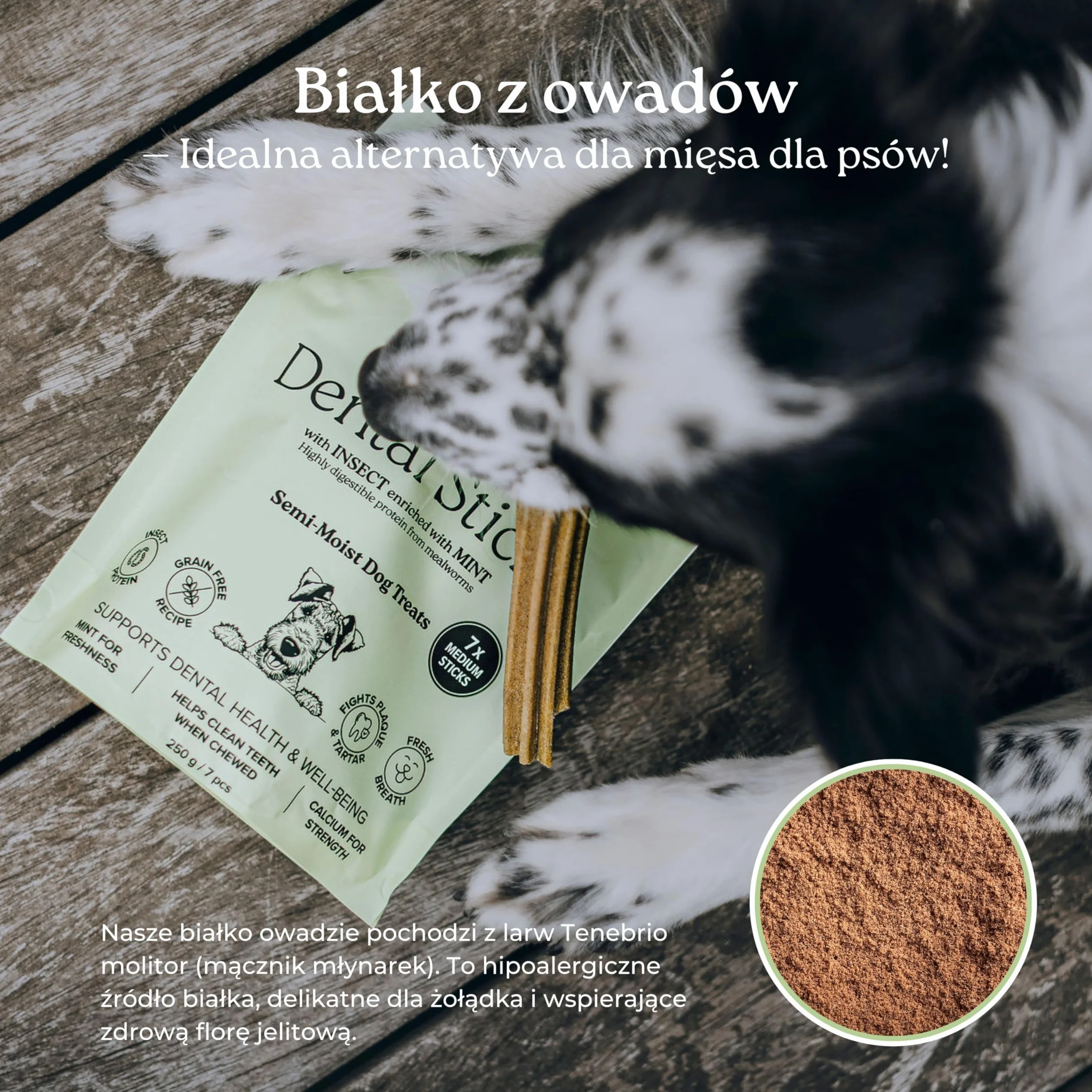 Luxx Dentystyczne Przysmaki dla Psów – Bezzbożowe Gryzaki z Białkiem z Owadów, Miętą & SHMP – Ogranicza Płytkę i Kamień – 7 Super Premium Smakołyków (250g)
