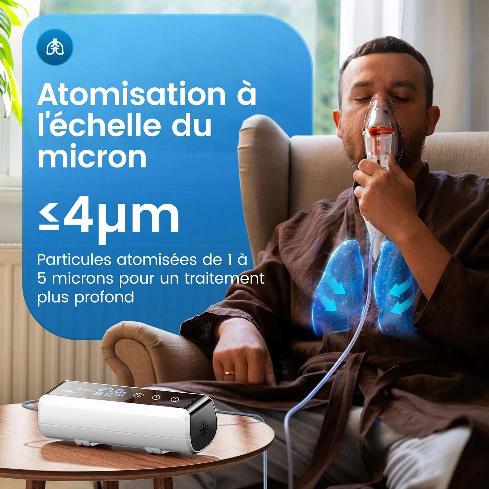 Inhalator dla dzieci, nebulizator inhalacyjny dla dorosłych, inhalator kompresorowy dla dzieci z wyświetlaczem cyfrowym, regulowany inhalator z ustnikiem i 2 maseczkami na kaszel, astmę (Czarny)
