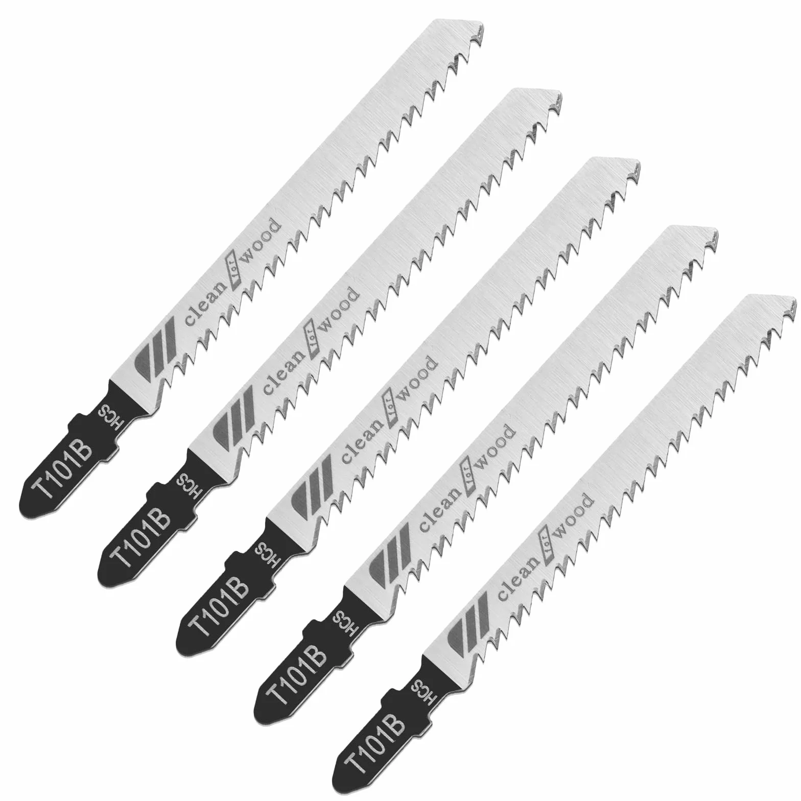 Brzeszczoty do wyrzynarki do drewna, 10 cm, zestaw 5 sztuk, T101B, 10-zębowe, brzeszczoty do wyrzynarki z trzonkiem T do szybkiego cięcia drewna, twardego drewna, sklejki, tworzywa sztucznego, metalu
