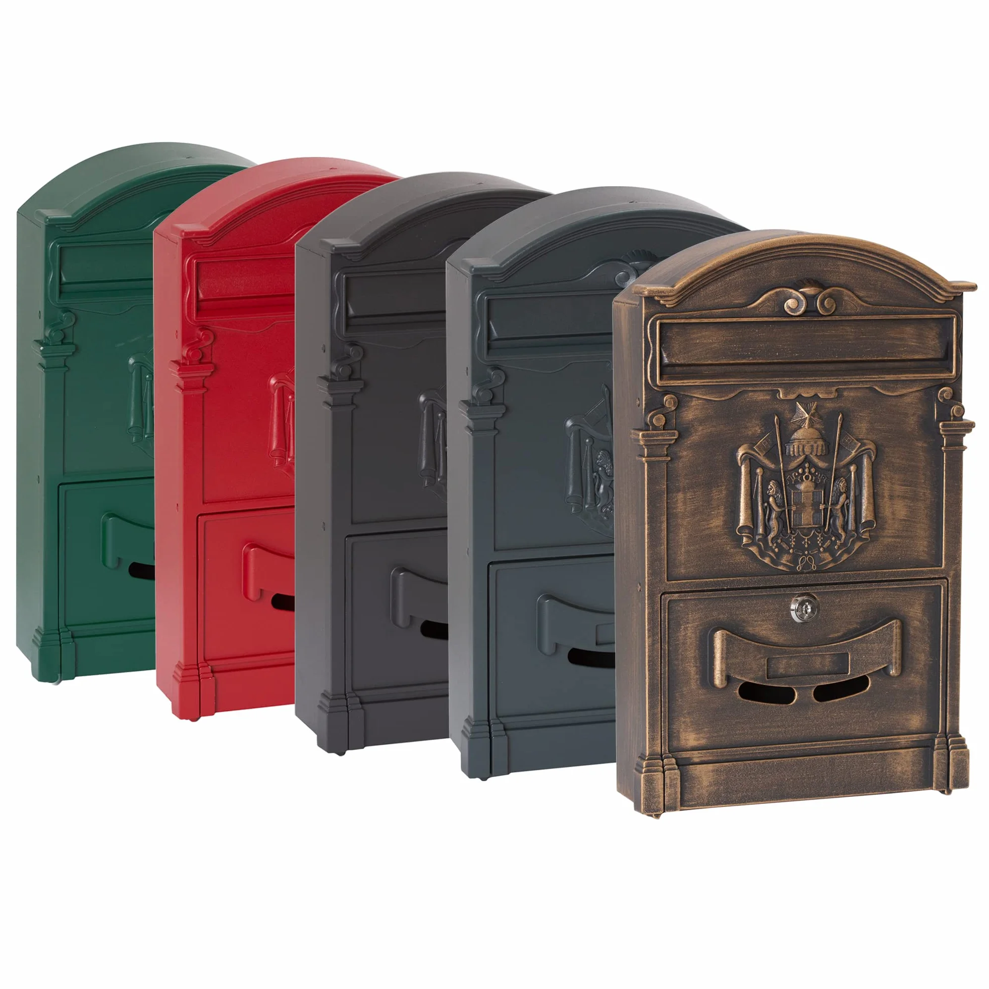 Arregui Residencia D-2151/V indywidualna skrzynka na listy z Aliminium w klasycznym stylu, rozmiar M (DIN A4), czerwona, 42 x 26 x 9 cm