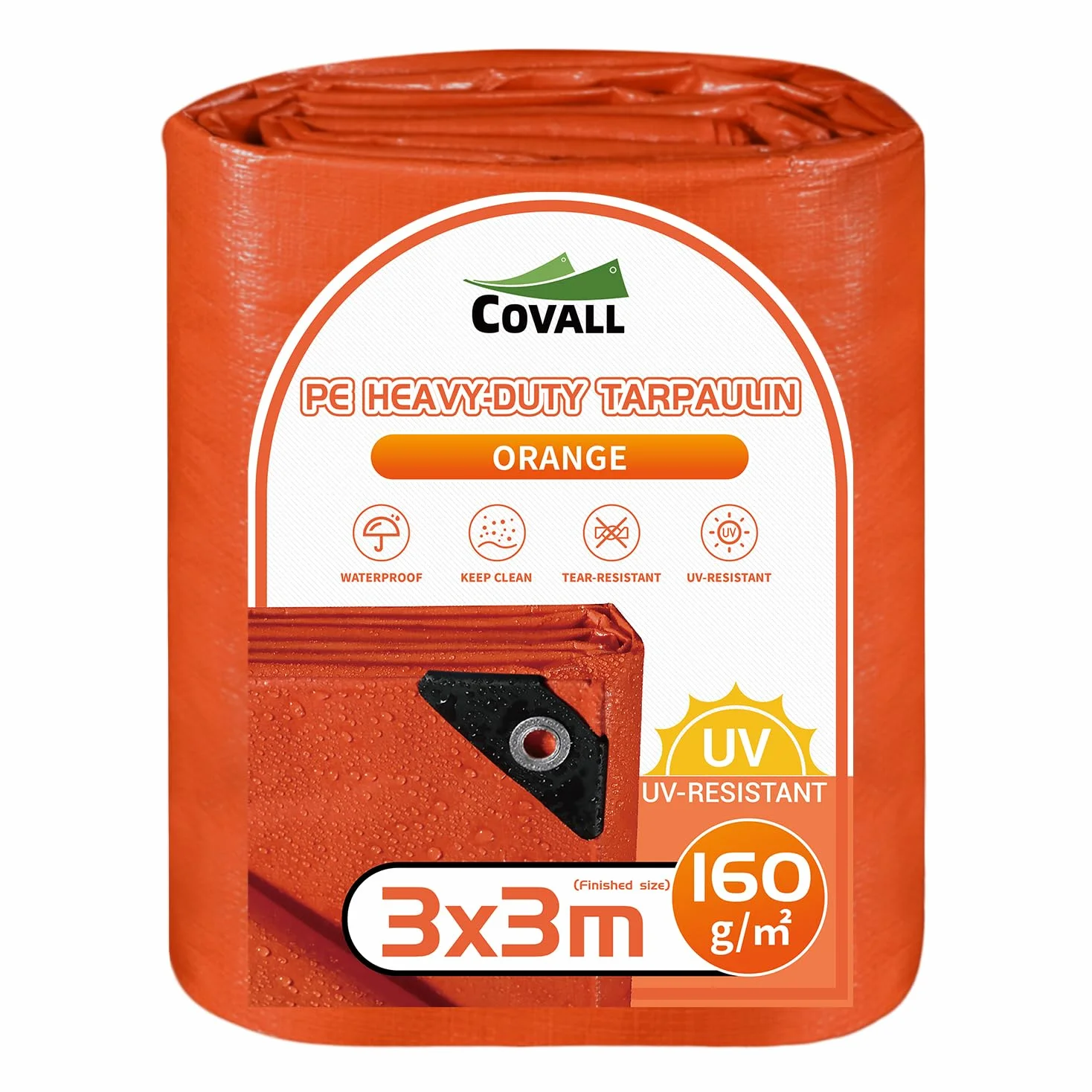 Plandeka 160g/m² pomarańczowa/pomarańczowa 3 x 3 m