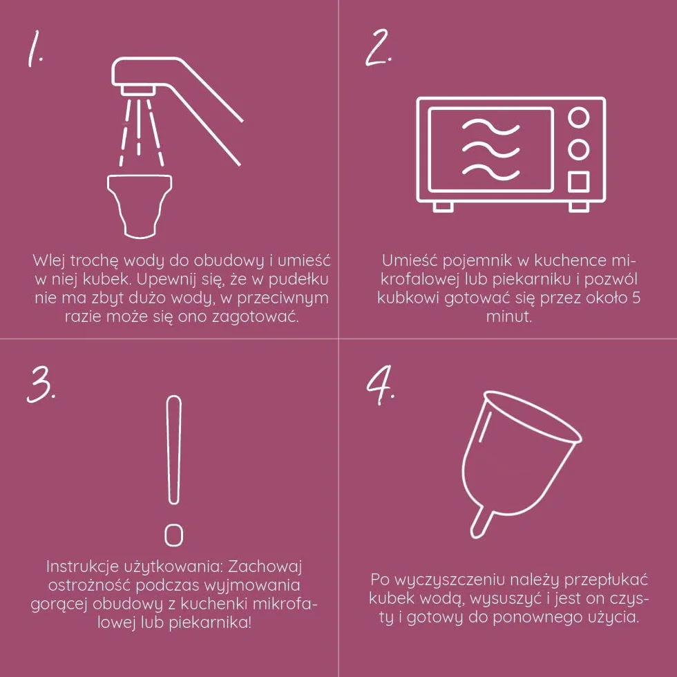 MYLILY® Kubeczki menstruacyjne do czyszczenia i przechowywania | sterylizator do wszystkich rodzajów kubeczków menstruacyjnych | składane etui do mikrofalówki | 100% silikon medyczny