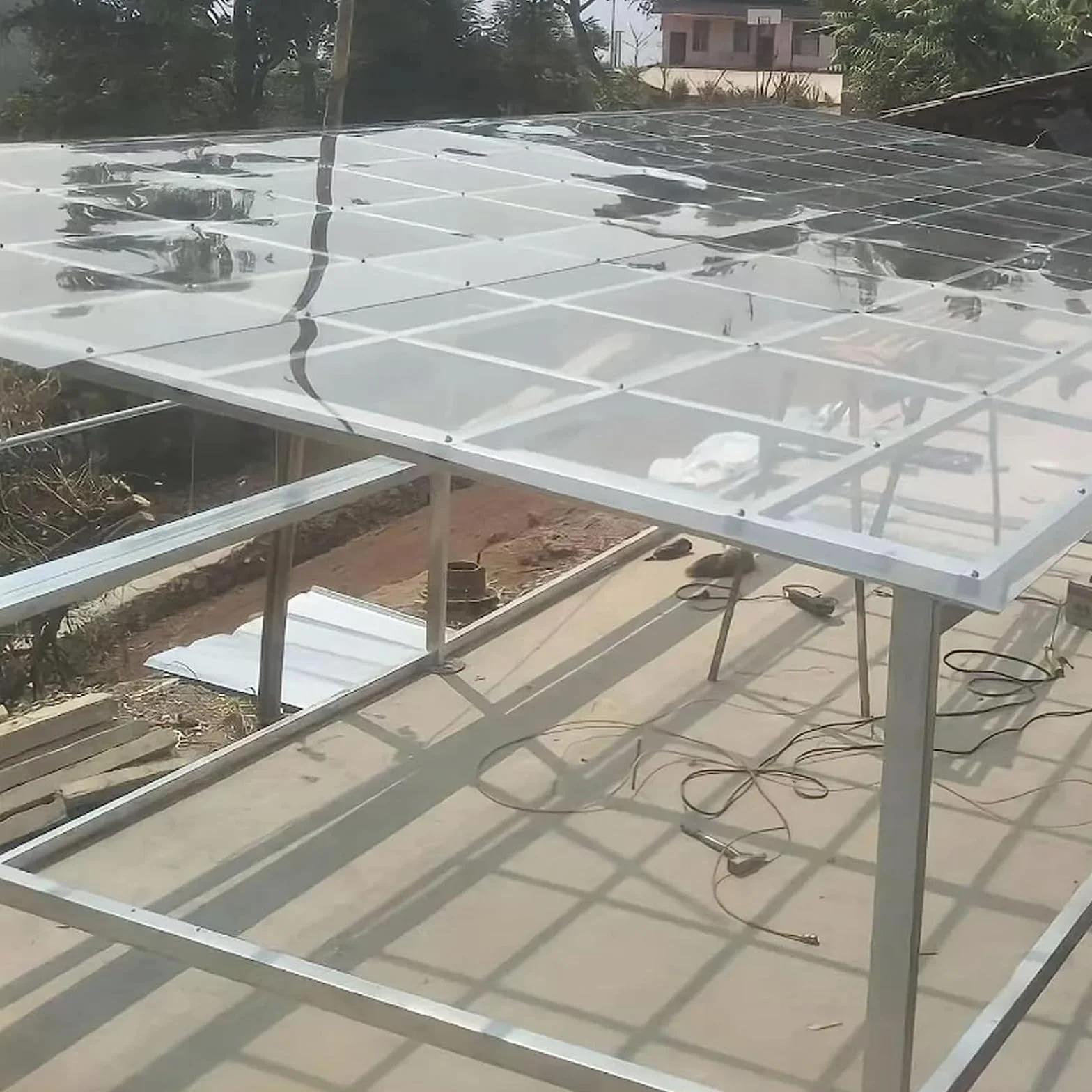 Plastikowe pokrycie dachowe, przezroczysty panel dachowy szklarni, przezroczysty i odporny na warunki atmosferyczne, arkusz z tworzywa sztucznego, do zadaszenia zewnętrznego, zadaszenia, zimna rama i