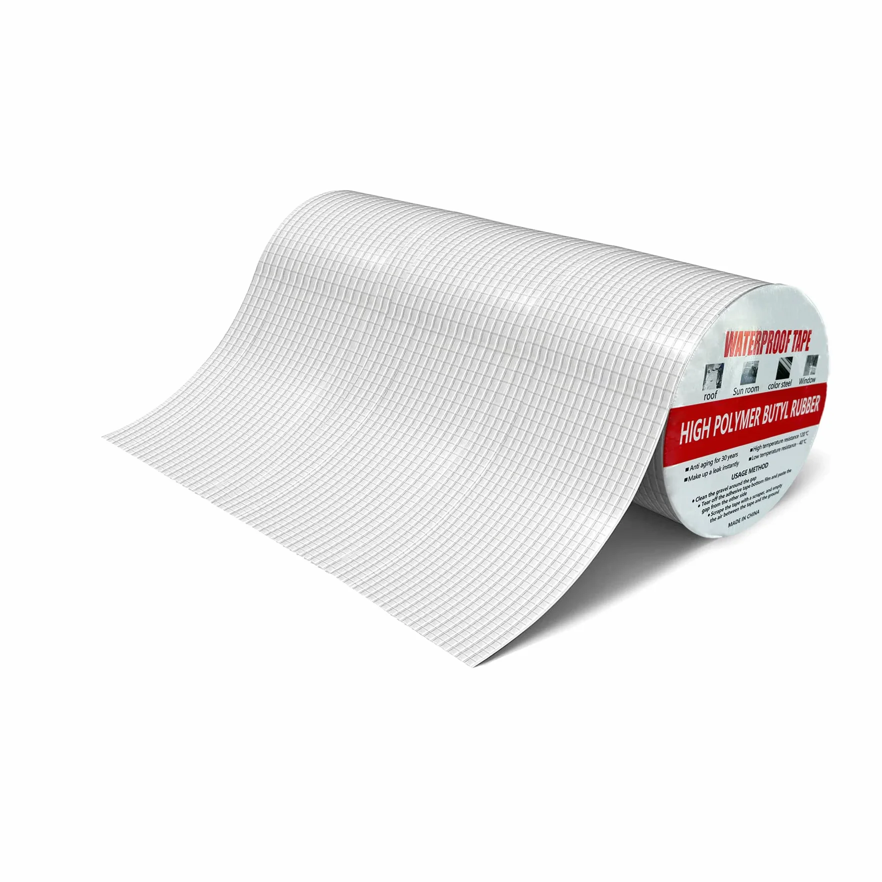 Wodoodporna Guma Butylowa Taśma z Folii Aluminiowej Długość 5m Szerokość 30cm Taśma Naprawcza do Rura Dach Rynna Naprawy Wewnątrz i na Zewnątrz 1 Rolka
