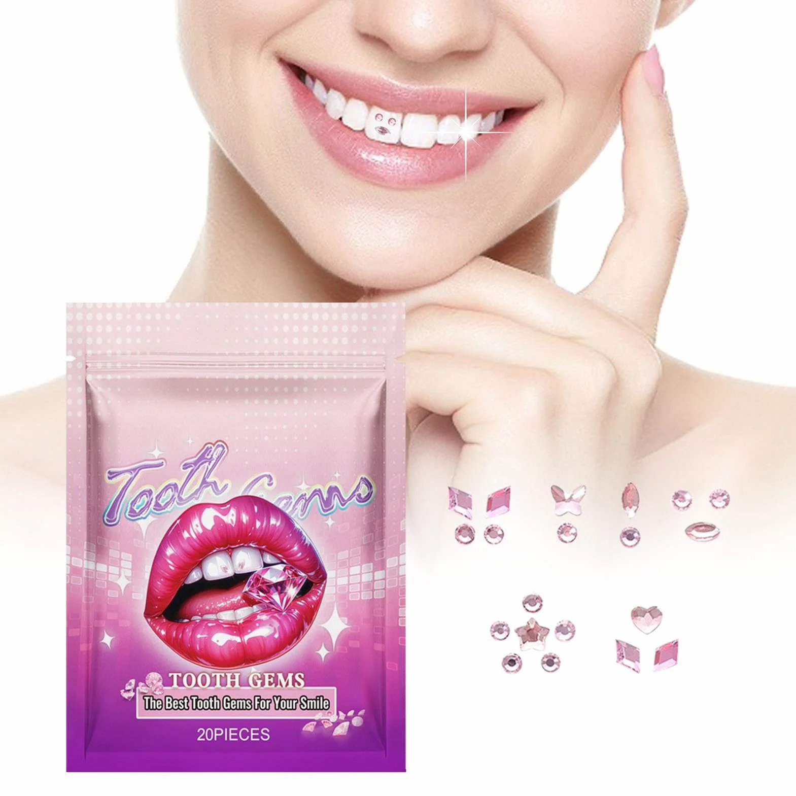 Tooth Gems - zestaw biżuterii z klejnotami zębowymi | łatwy w użyciu kryształowy ząb biżuteria bezpieczna i długotrwała - kamienie szlachetne do wszystkich rodzajów zębów