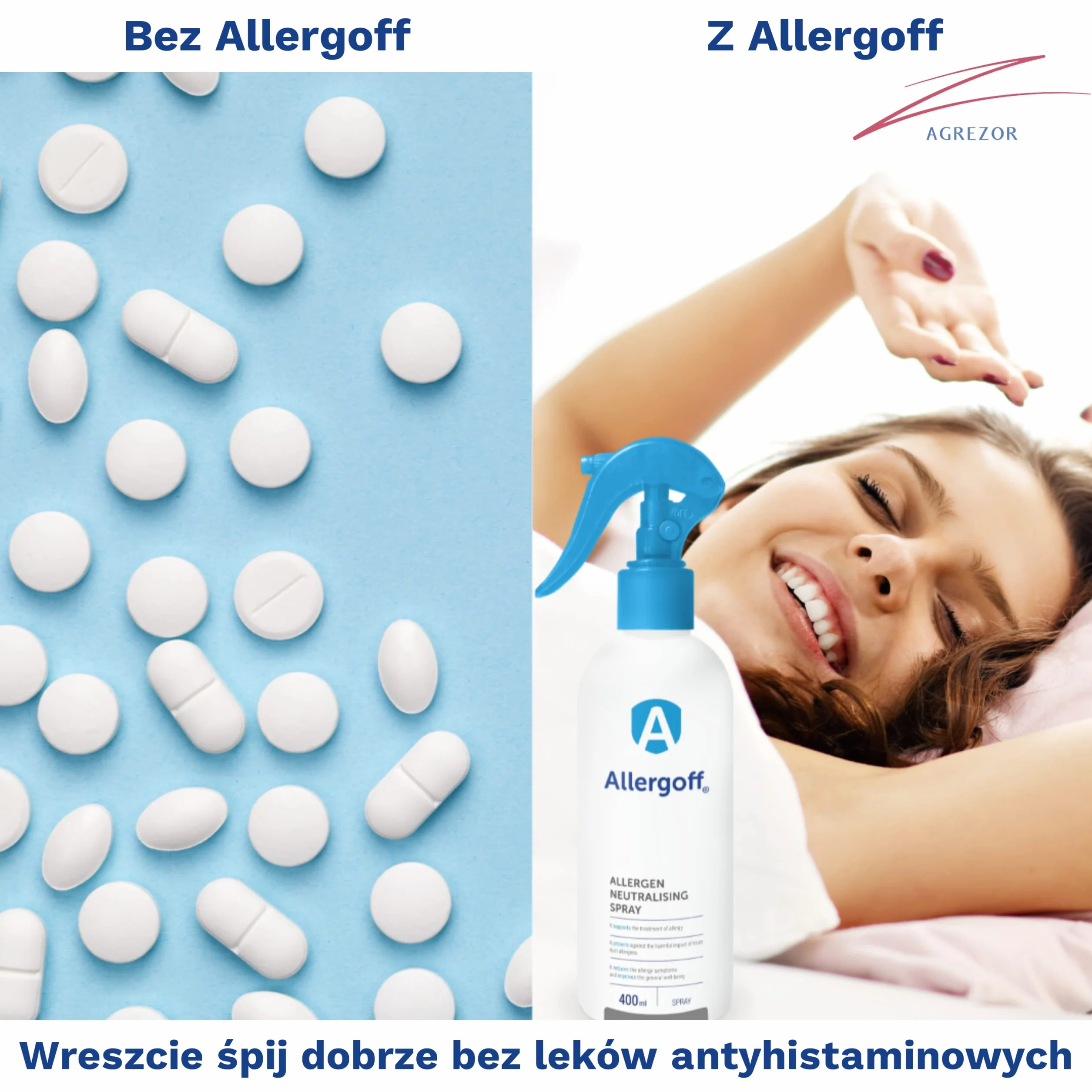 Allergoff spray na roztocza - spray na roztocza do materacy, łóżek, sof i tekstyliów - skuteczna kontrola roztoczy i alergenów - przeciw pyłkom, grzybom pleśniowym i alergenom zwierząt