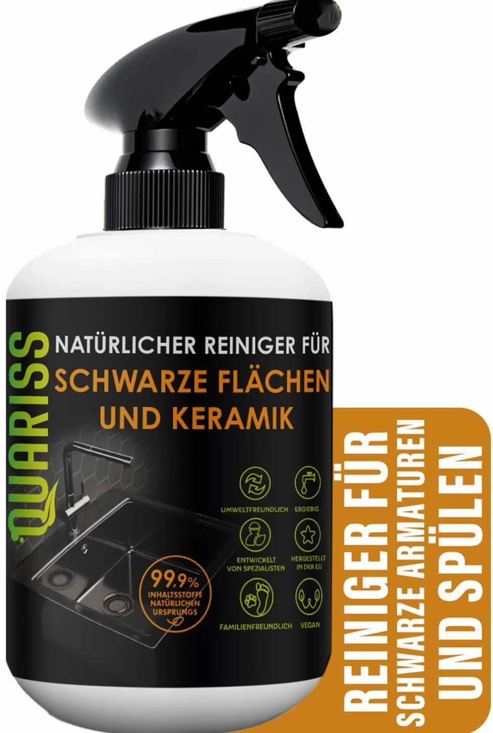 Natural Black Faucet and Ceramic Cleaner - do baterii zlewozmywakowej Płytki łazienkowe z głowicą prysznicową - Łazienka Faucet Cleaner Vegan Mysterious Garden 0,5 L