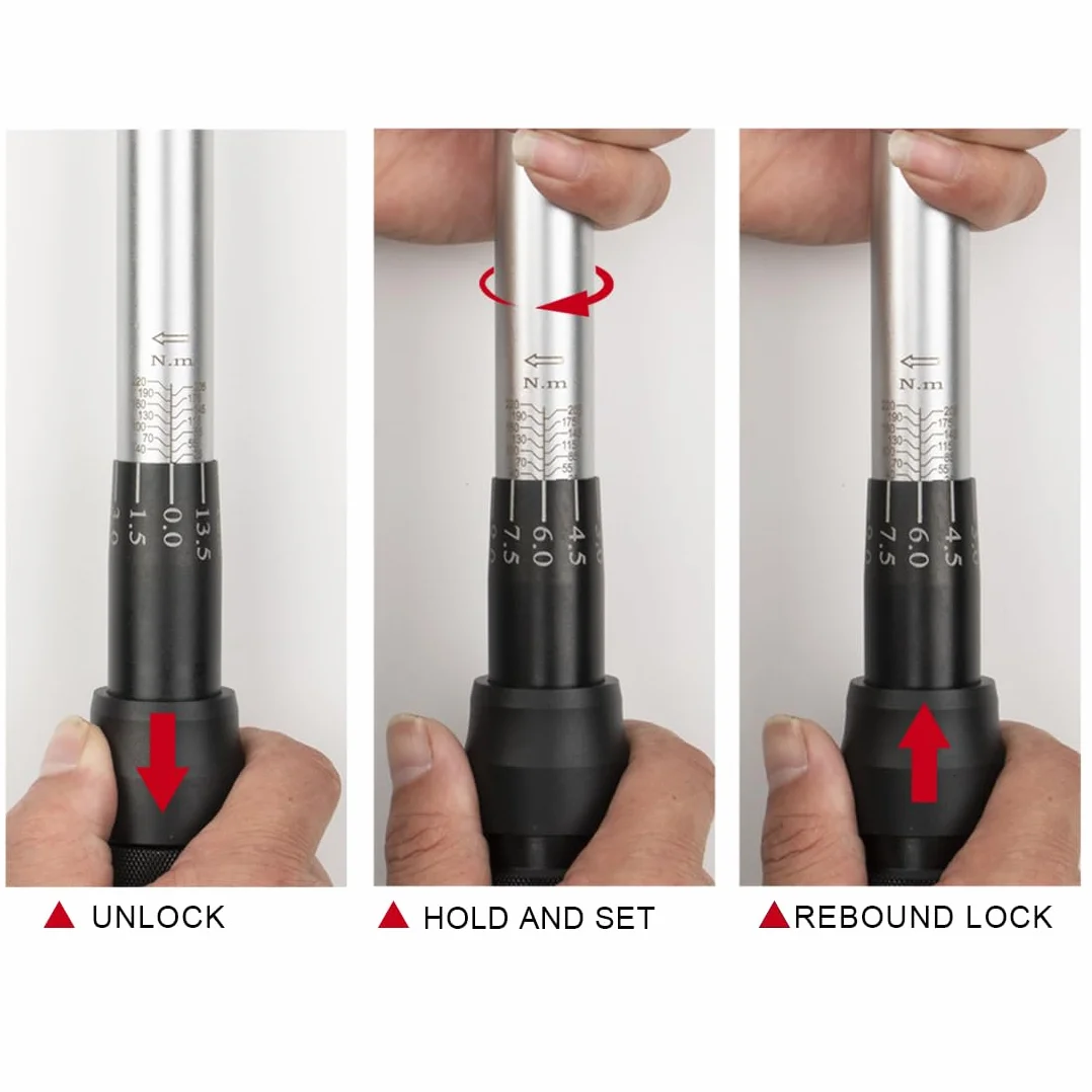 Awang Zestaw misek dynamometrycznych 1/2", 25-220 NM z adapterem, przedłużeniem i walizką, precyzyjna i łatwa w obsłudze do samochodu, motocykla