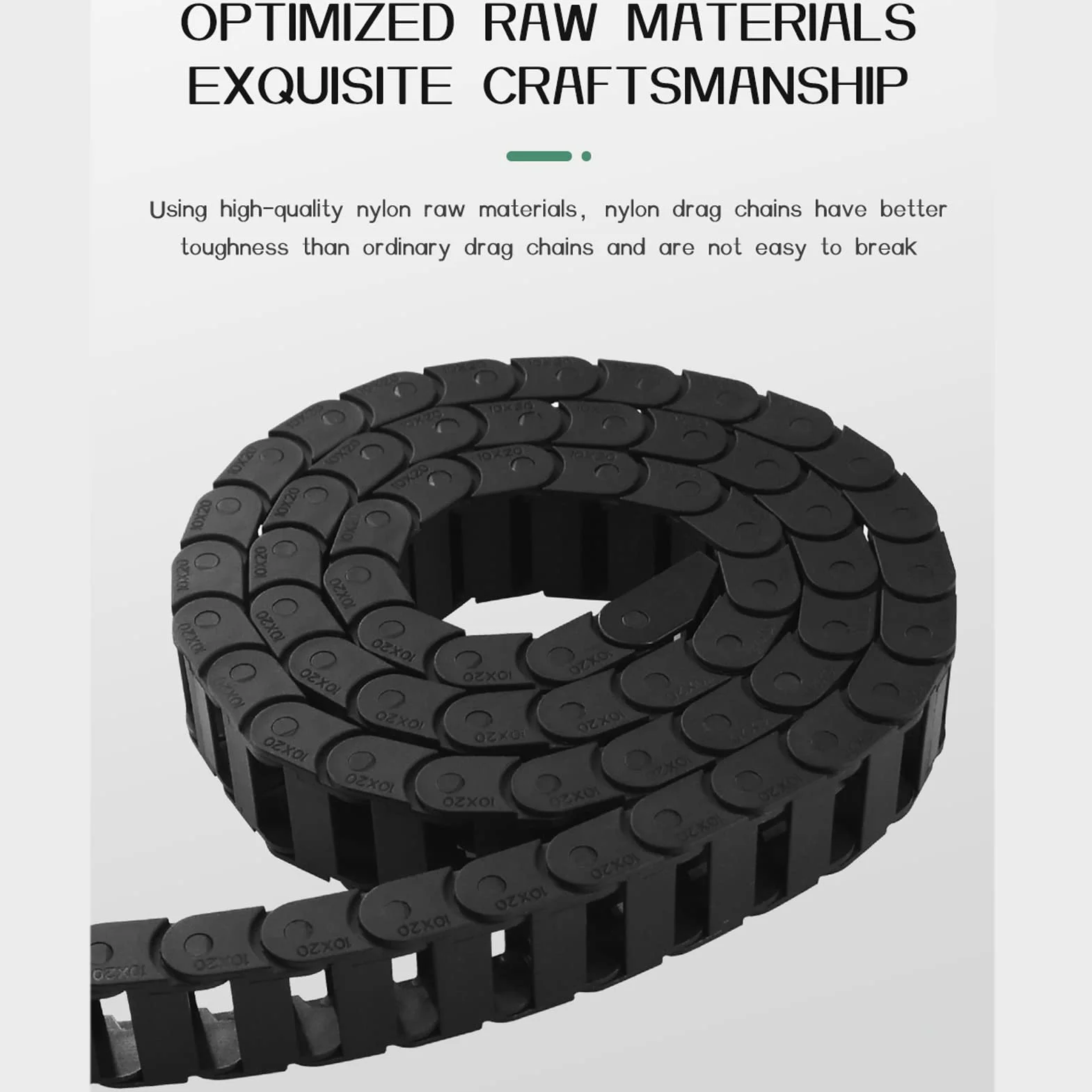 10x30mm łańcuch Przeciągania Nośnego Czarny Plastikowy Przewód Kablowy Odporny na Zużycie łańcuch Nośny Nośny ze Złączami Końcowymi do Maszyn CNC o Długości 1 M