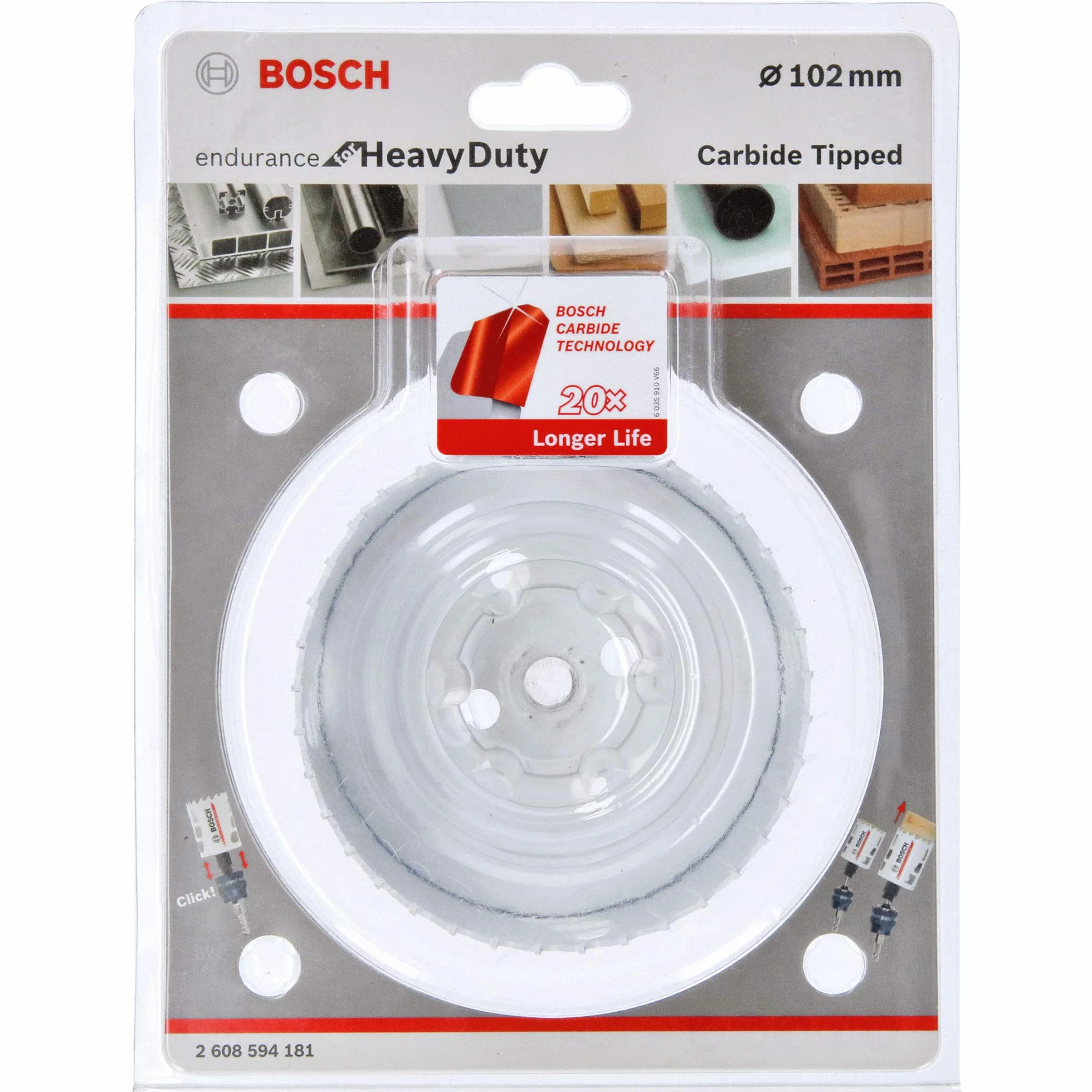 Bosch Professional Carbide Piłę otwornicę Endurance for Heavy Duty (do cięcia wszystkich materiałów, Ø 102 mm, akcesoria do wiertarki)