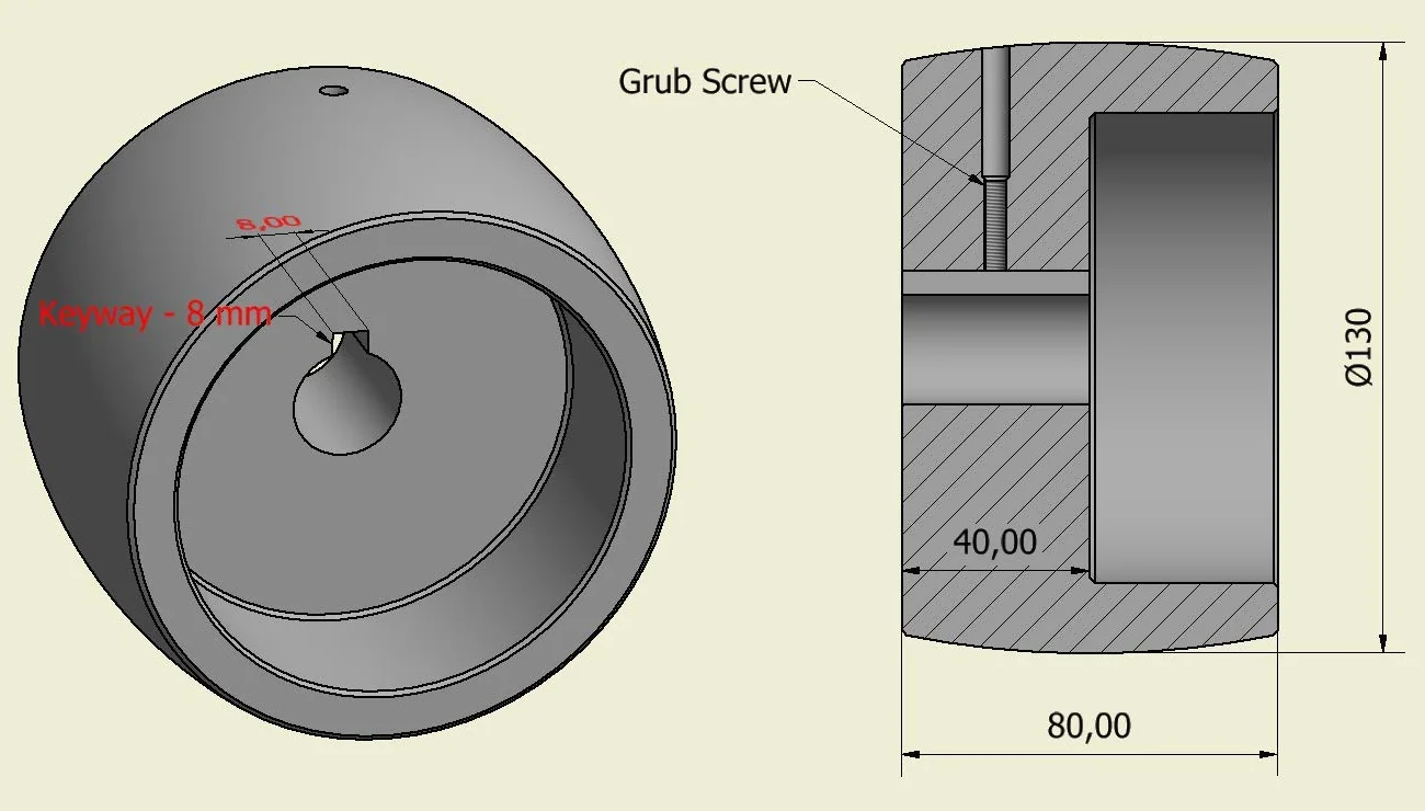 (NY5-24-3 pas) Zestaw kół szlifierki taśmowej do szlifierek nożowych napęd 130 mm - 24 mm - 80 mm szerokości - wał 100 mm tor 60 mm koło pasowe - do pasów 7,6 cm